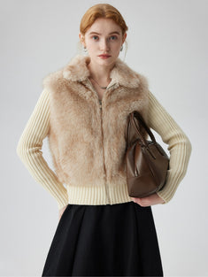 Hybriss Omarie Short Spliced Faux-Twopiece Coat