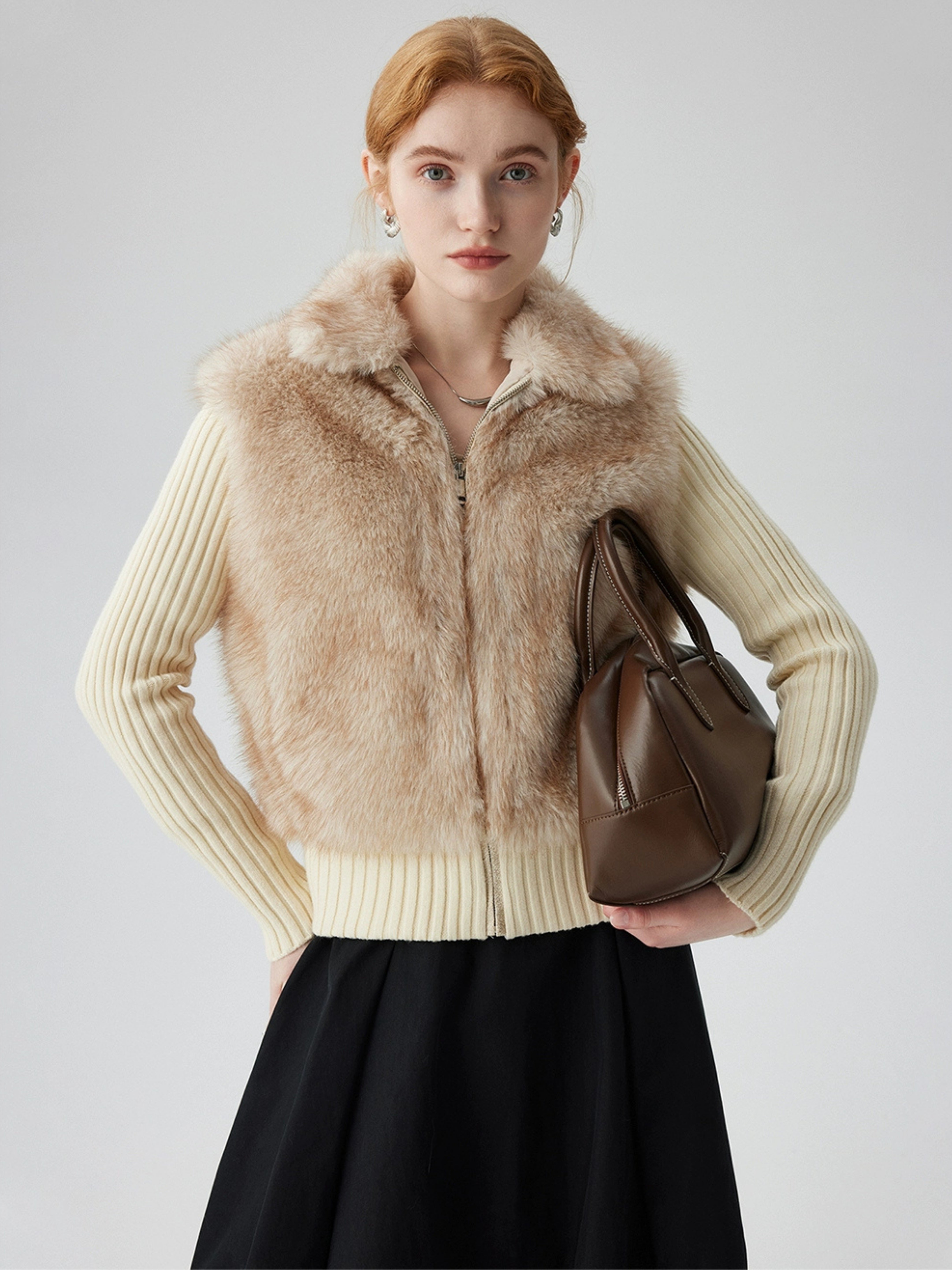 Hybriss Omarie Short Spliced Faux-Twopiece Coat