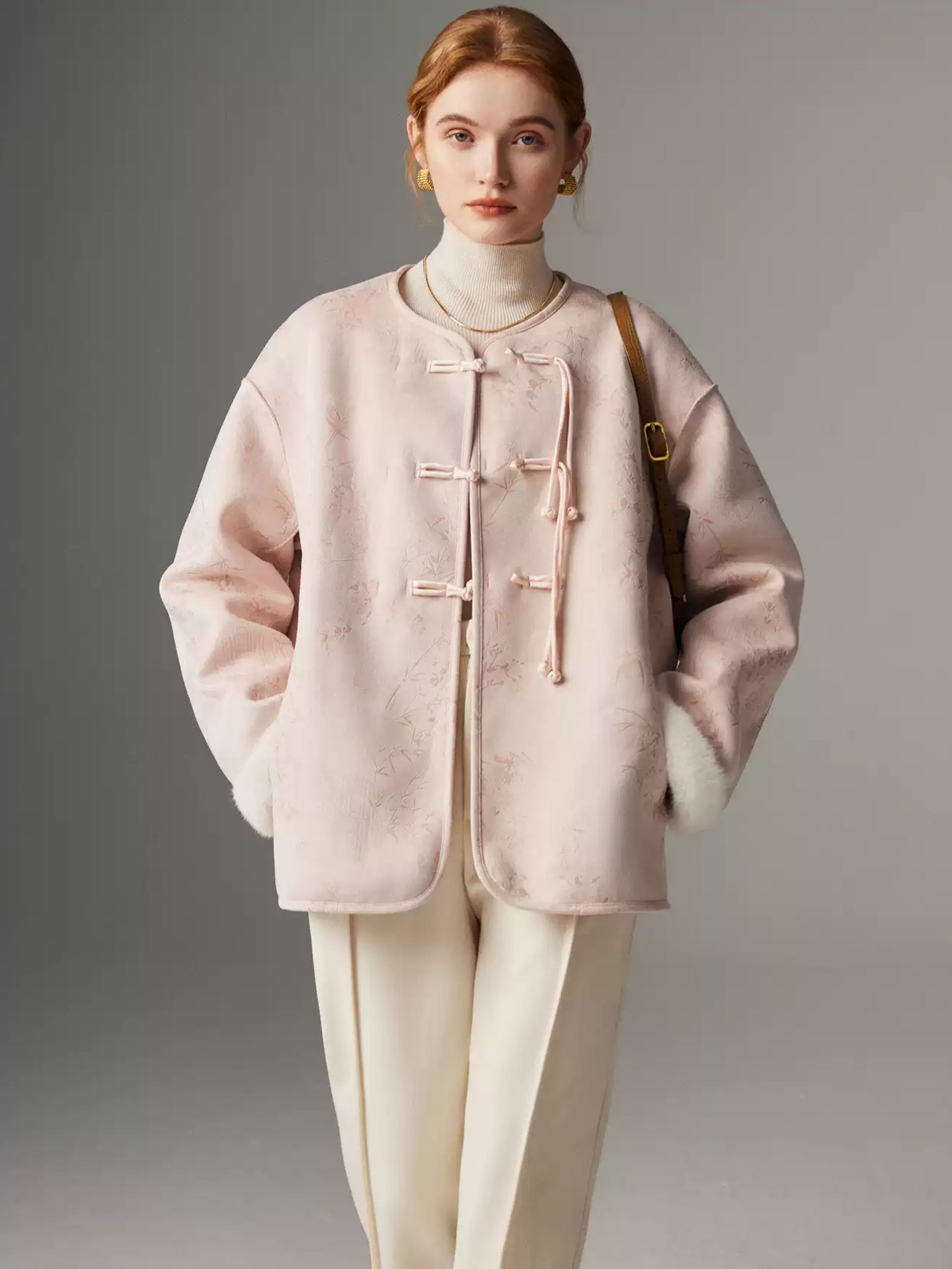 Hybriss "Oriental Blossom" Wendejacke in Jacquard-Samt | Blush Pink