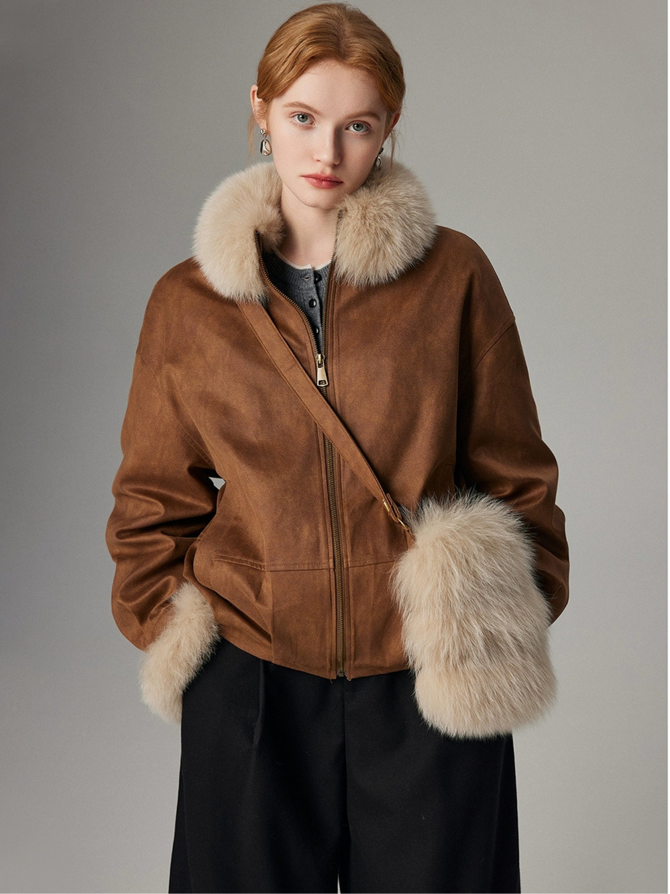 Hybriss "Velvet Mocha" Luxus-Bomberjacke mit Gänsedaunen | Coffee