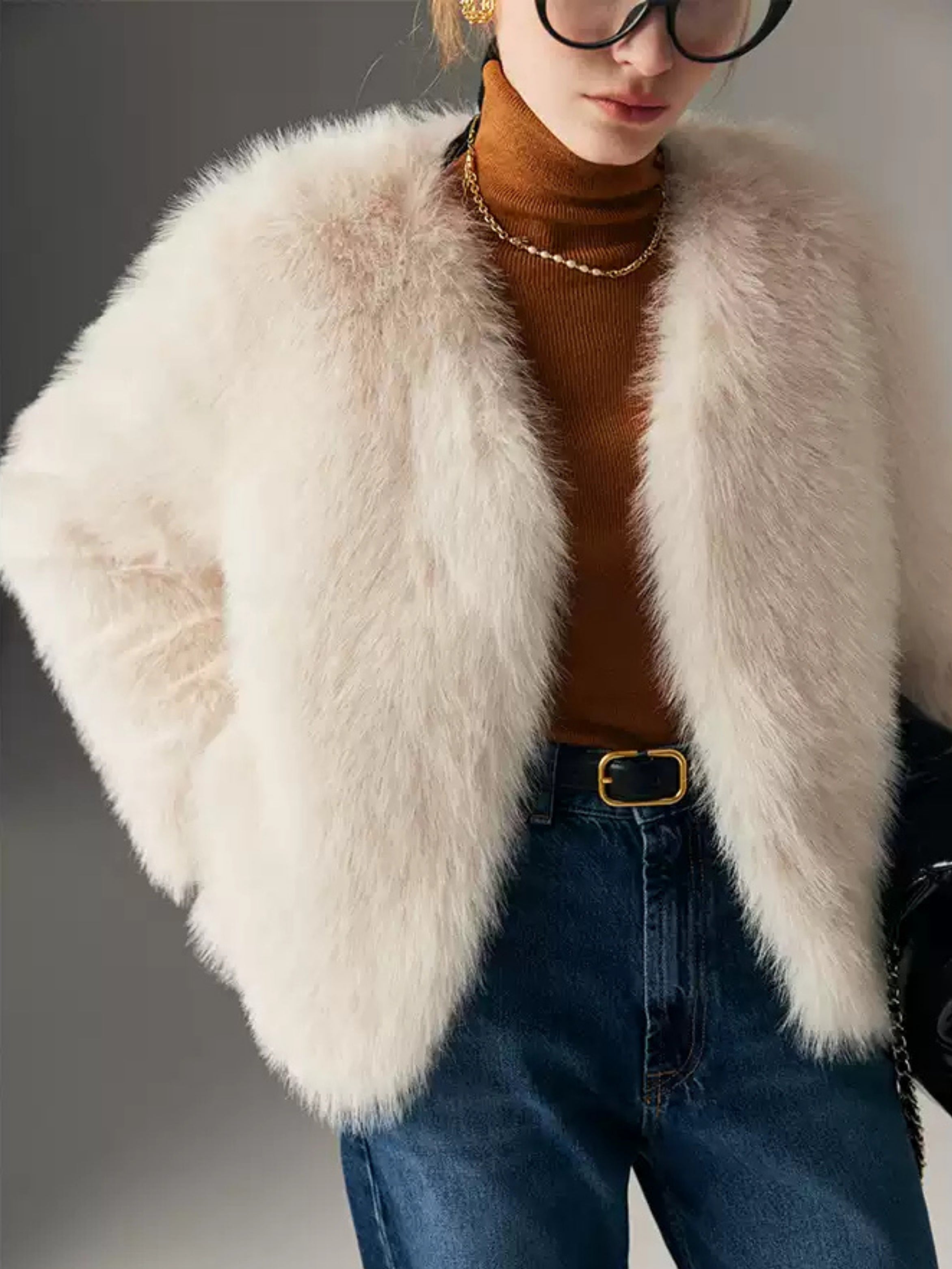 Hybriss "Cloud" Soft-Touch Kunstfell Jacke | Cream White