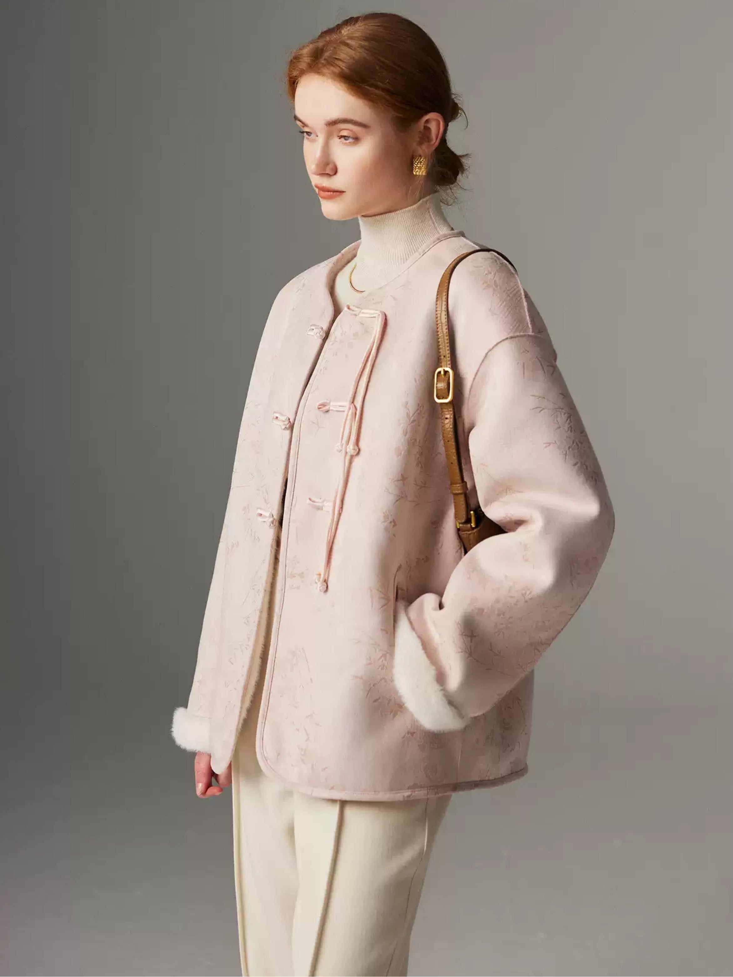 Hybriss "Oriental Blossom" Wendejacke in Jacquard-Samt | Blush Pink