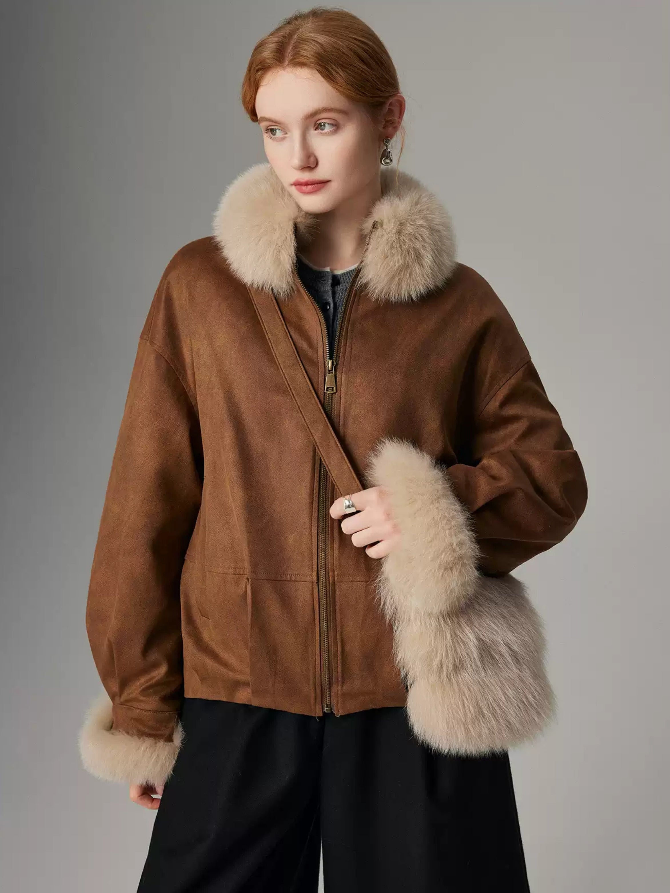 Hybriss "Velvet Mocha" Luxus-Bomberjacke mit Gänsedaunen | Coffee