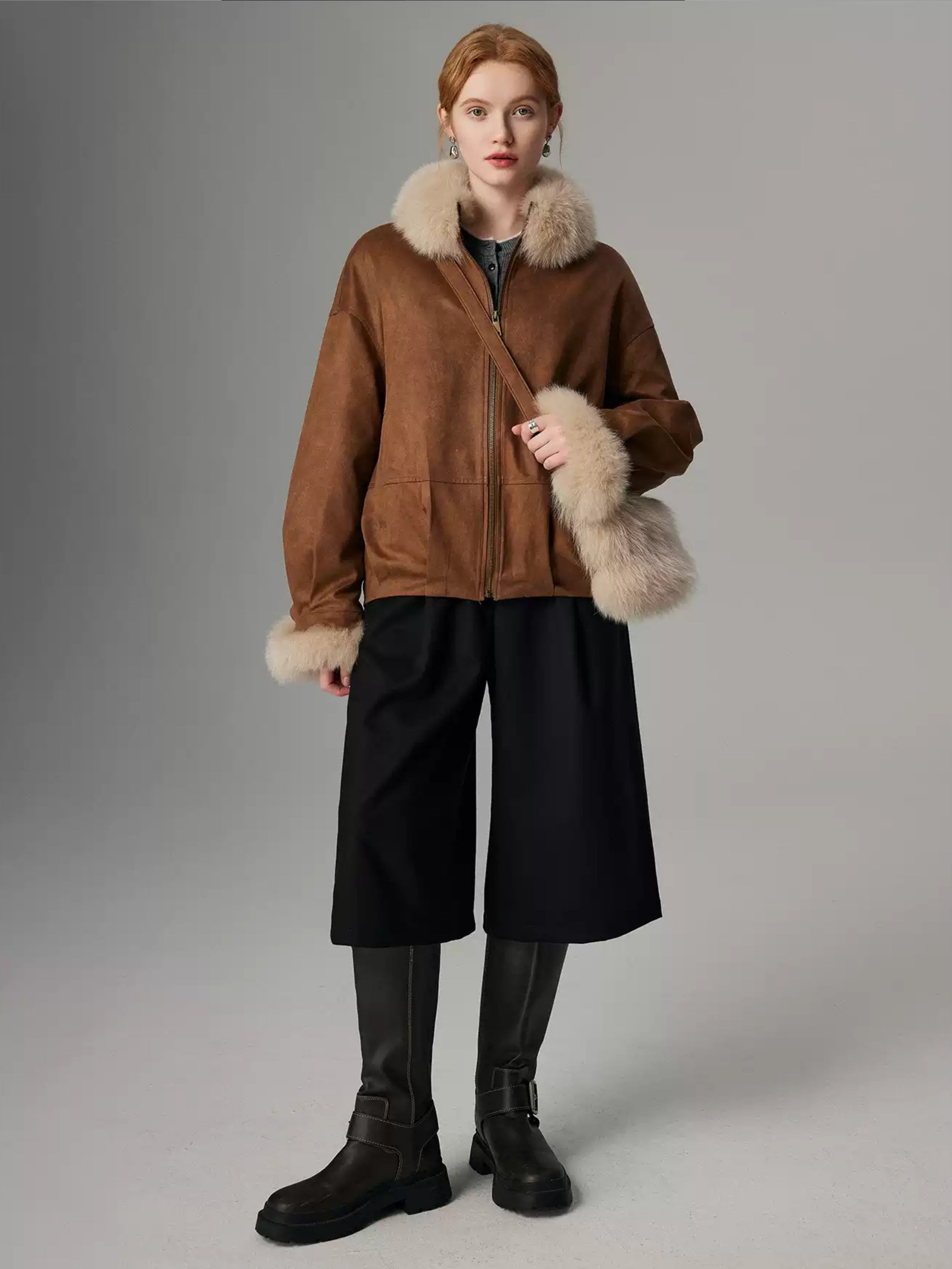 Hybriss "Velvet Mocha" Luxus-Bomberjacke mit Gänsedaunen | Coffee