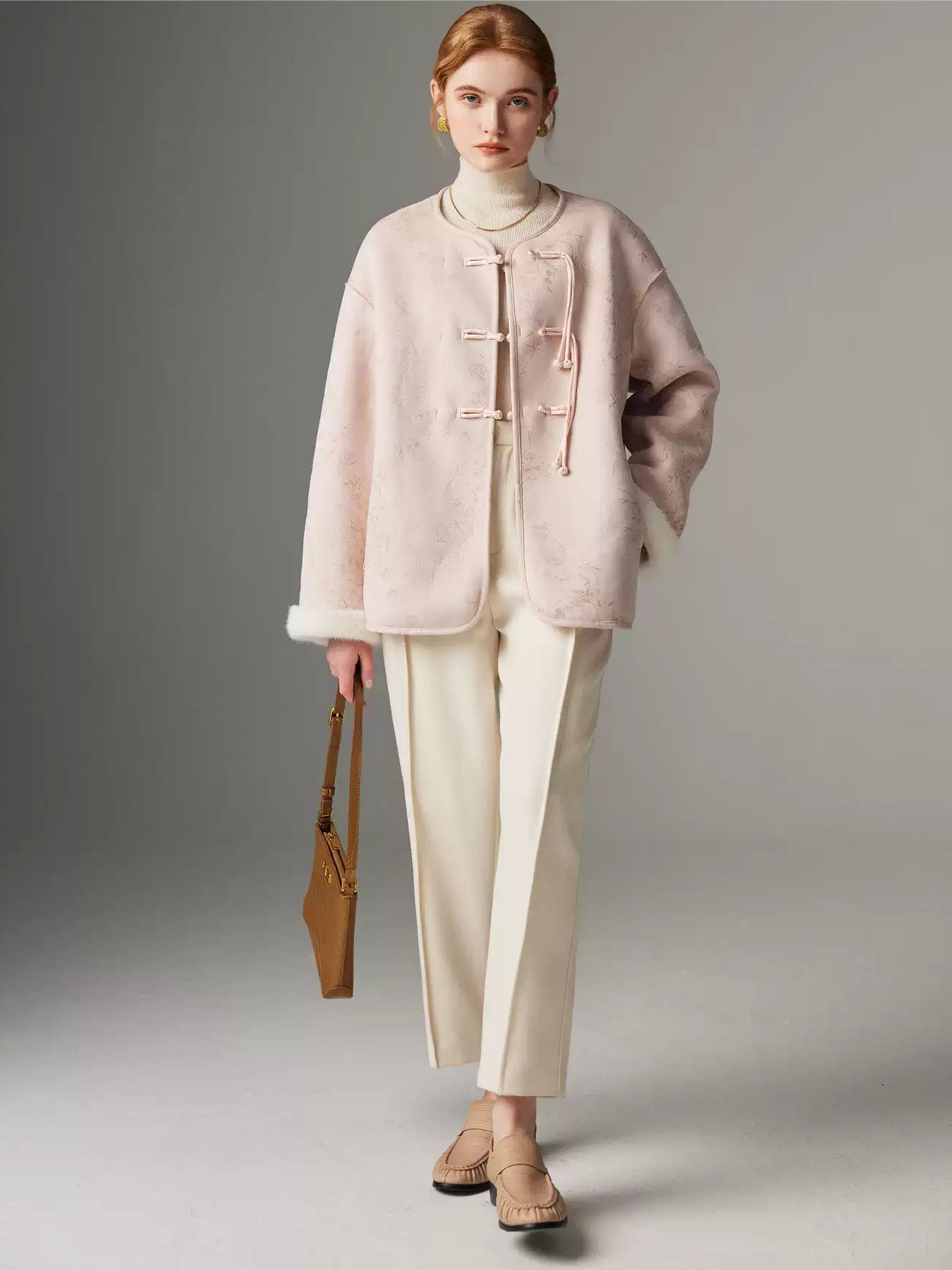 Hybriss "Oriental Blossom" Wendejacke in Jacquard-Samt | Blush Pink