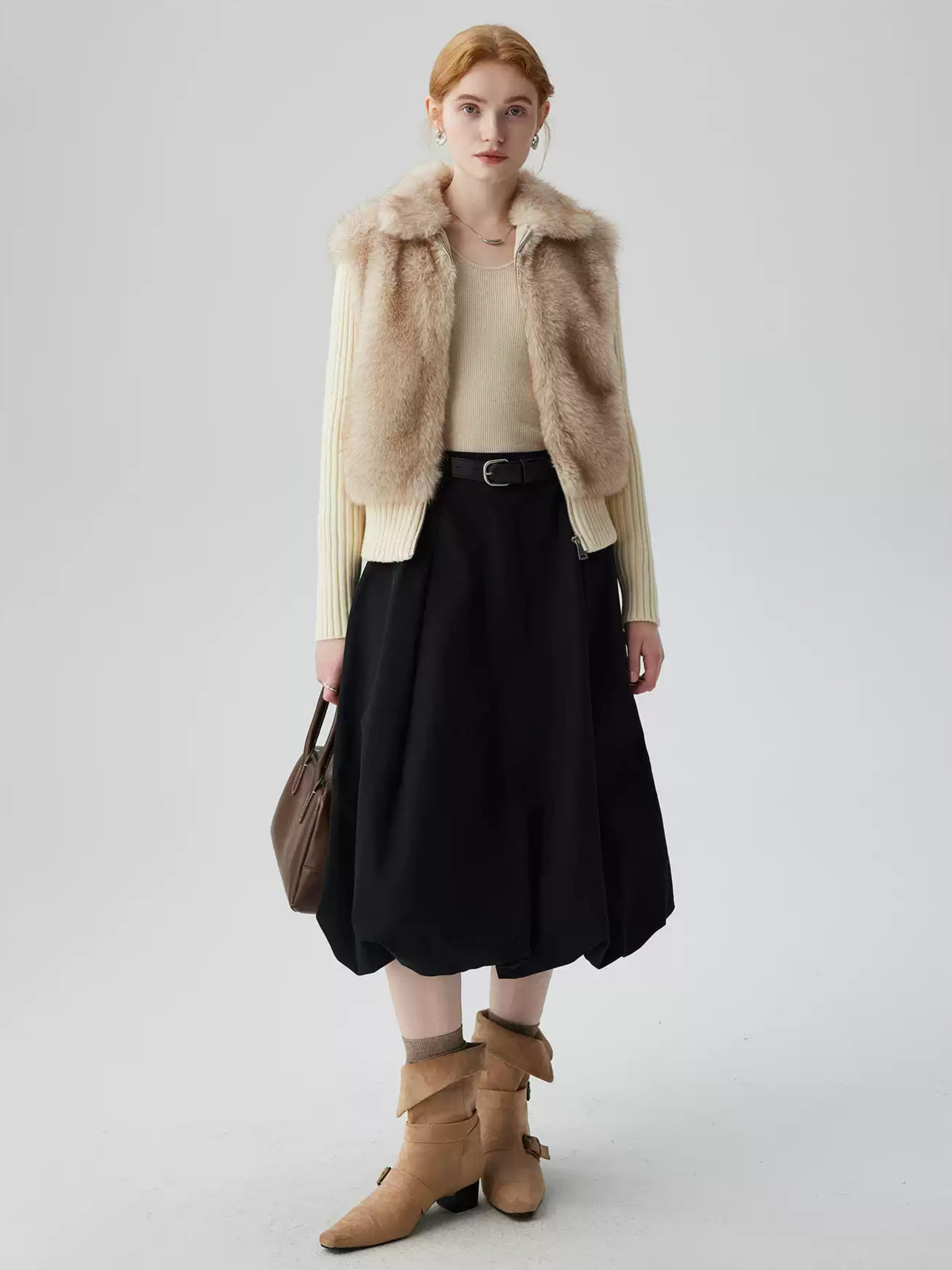 Hybriss Omarie Short Spliced Faux-Twopiece Coat