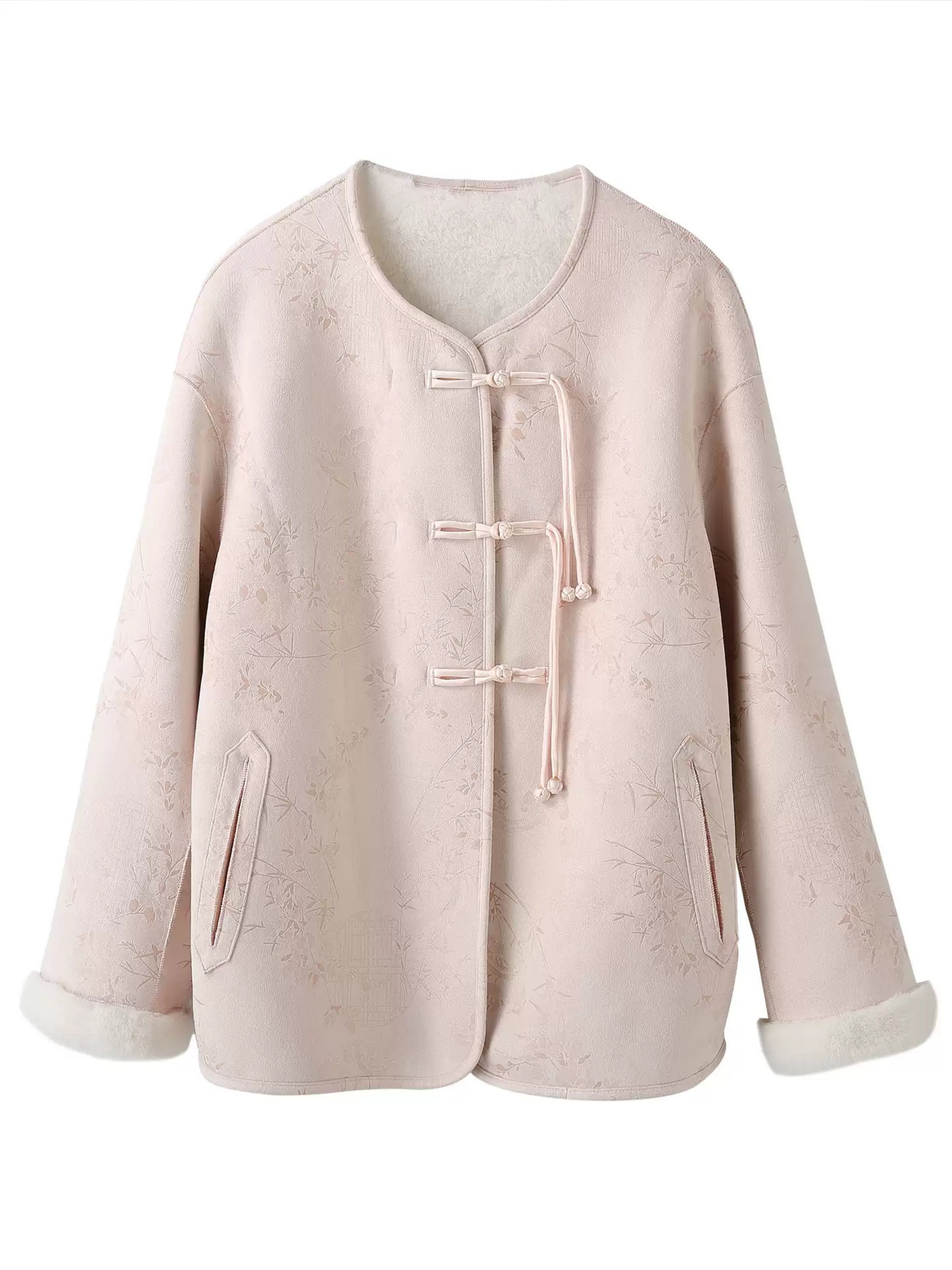 Hybriss "Oriental Blossom" Wendejacke in Jacquard-Samt | Blush Pink