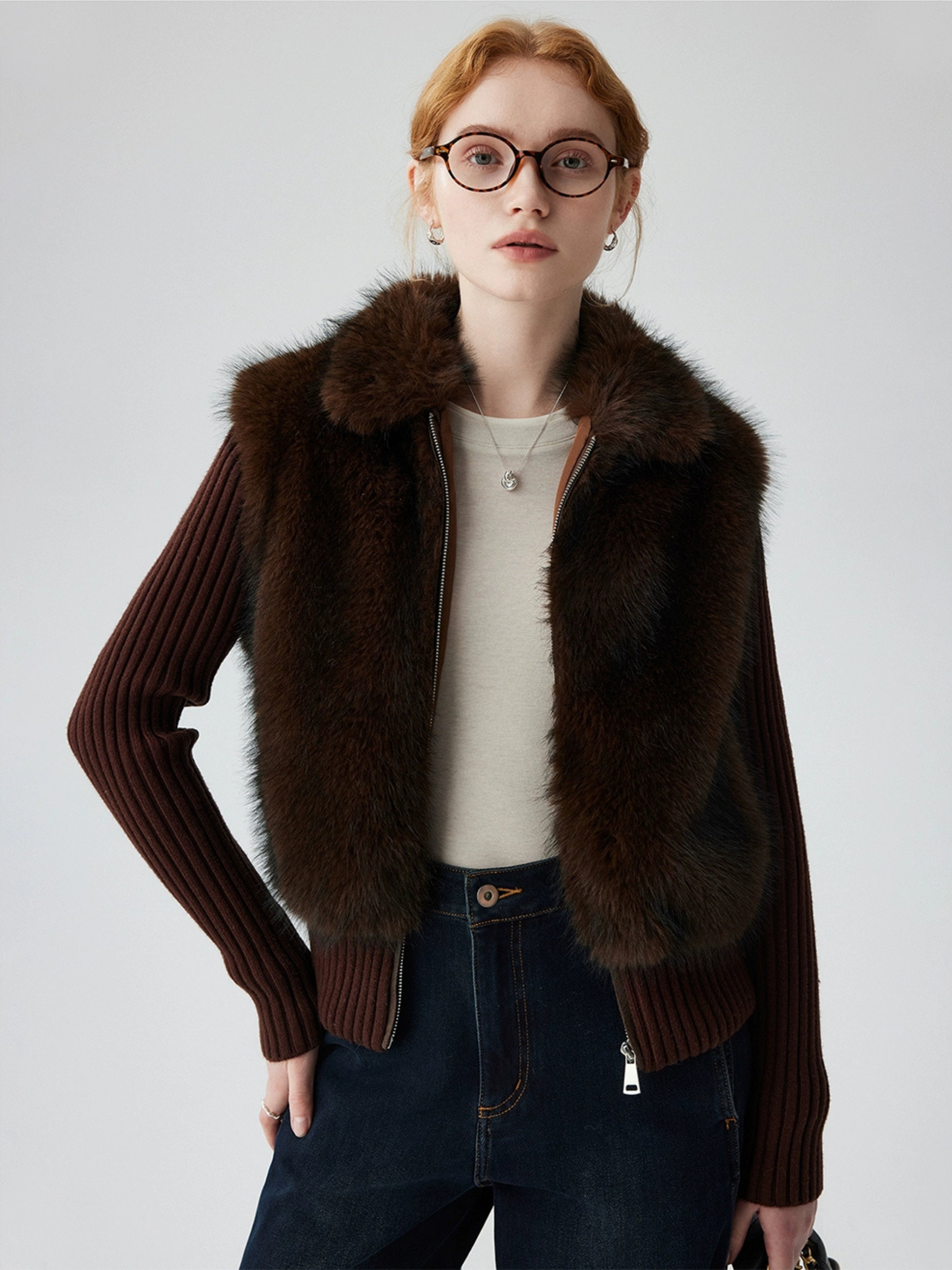 Hybriss Omarie Short Spliced Faux-Twopiece Coat