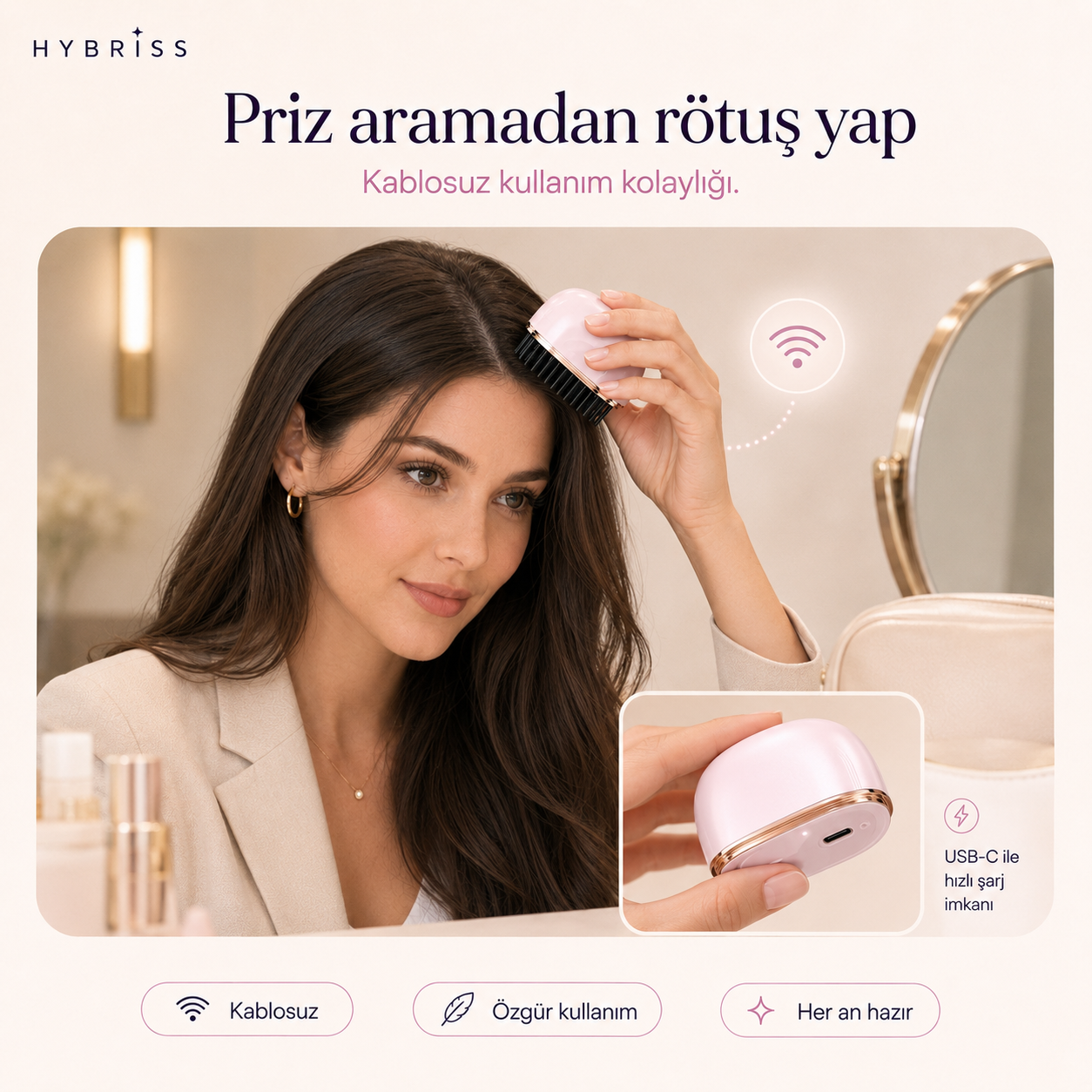 Hybriss Mini Touch Kablosuz Mini Saç Rötuş Cihazı
