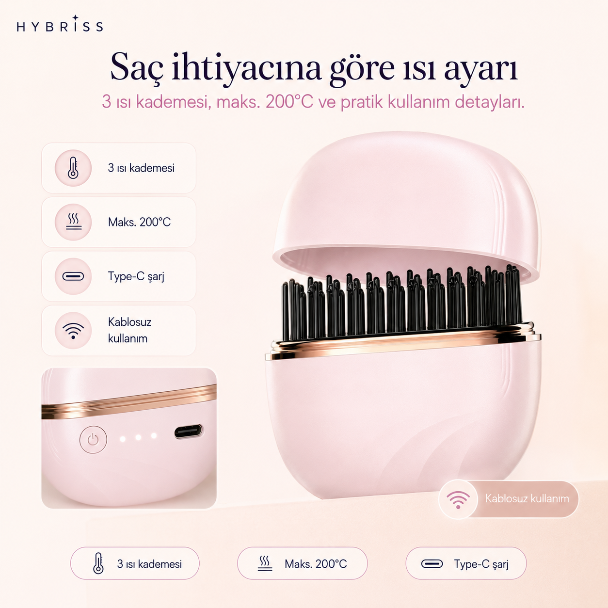 Hybriss Mini Touch Kablosuz Mini Saç Rötuş Cihazı