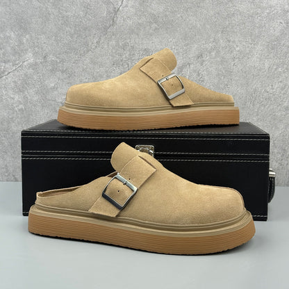 Hybriss Soft-Suede Buckled Platform Mule