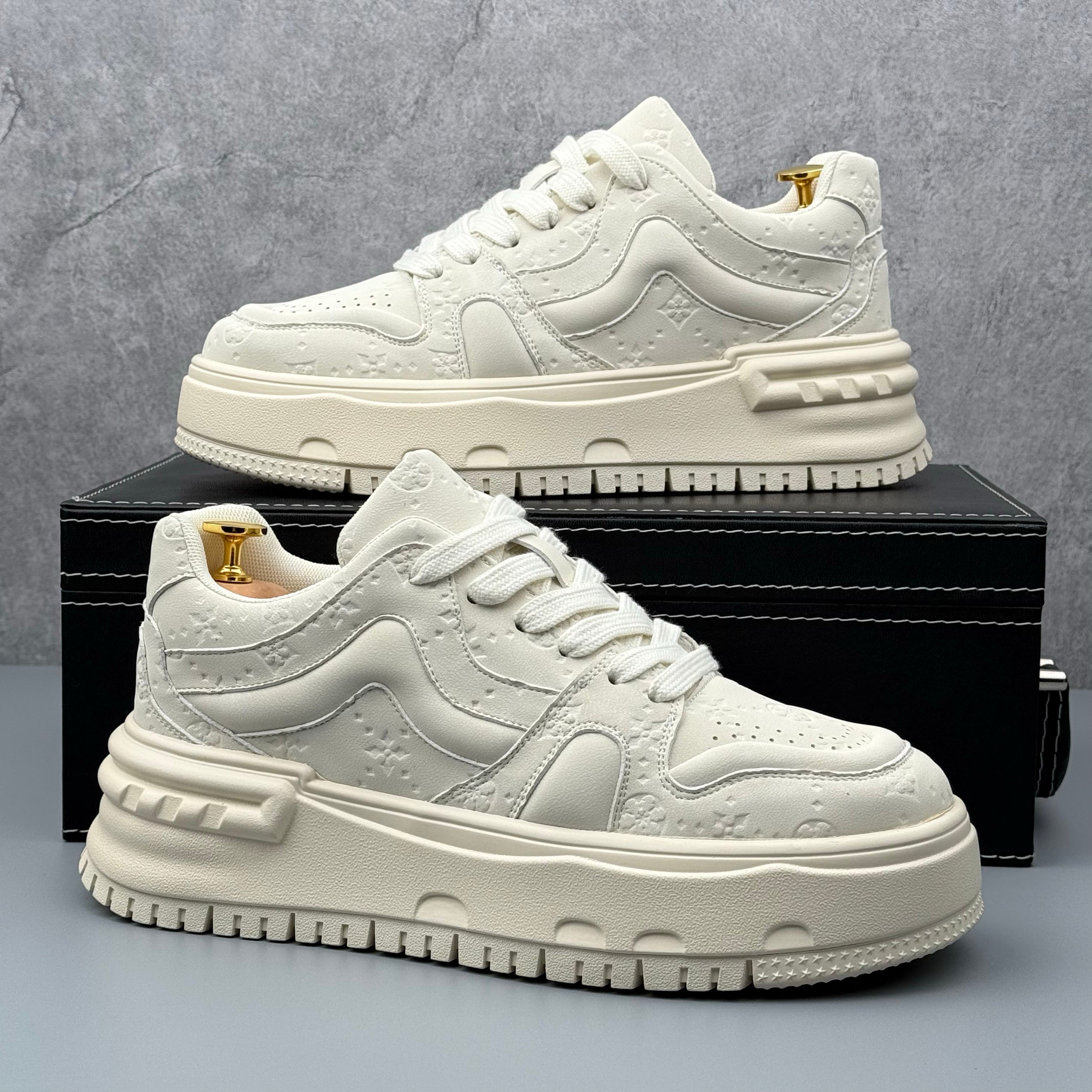 Hybriss CarveLine White– Mikrofaserleder Sneakers