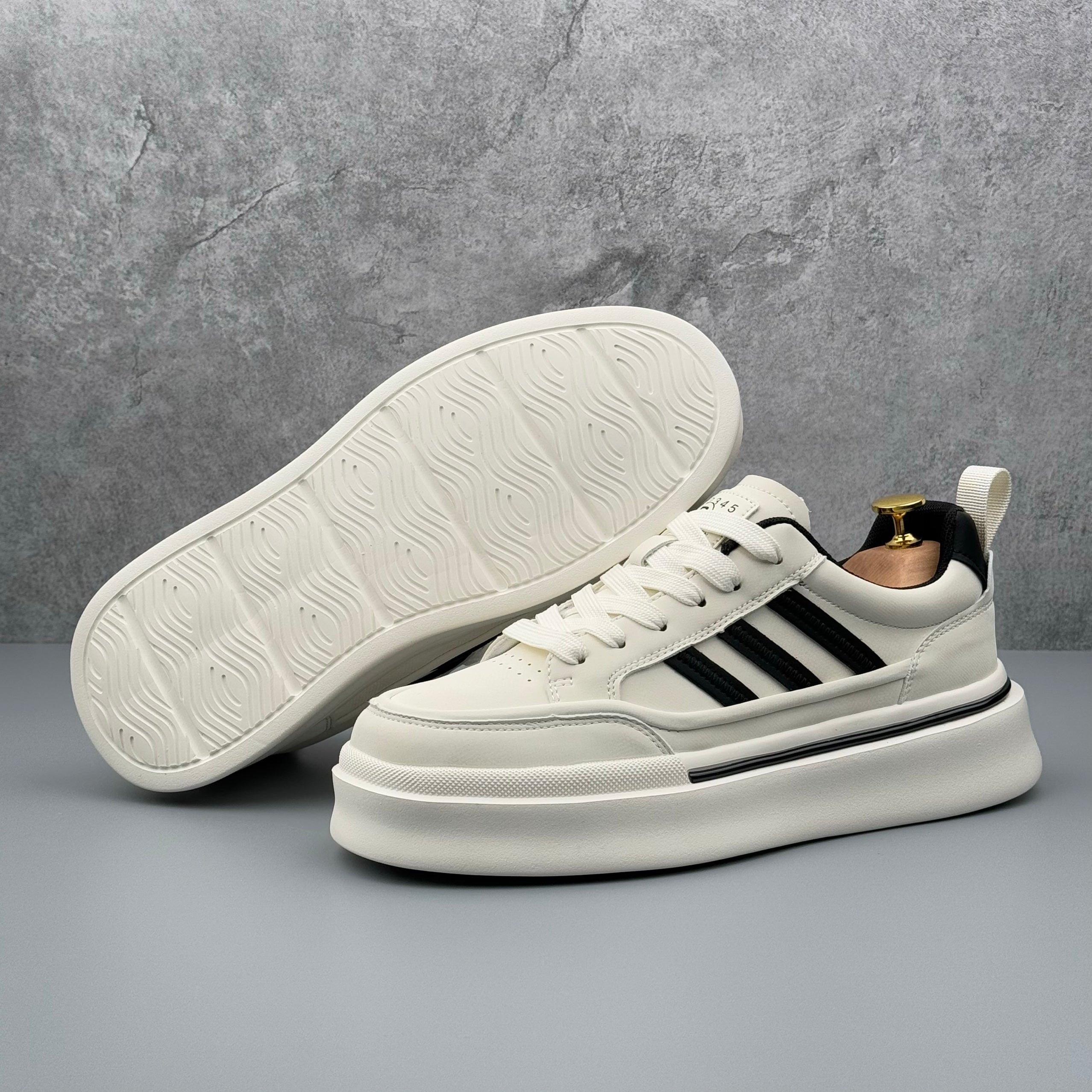 Hybriss BeigeCore Black– Stoff & PU Sneakers