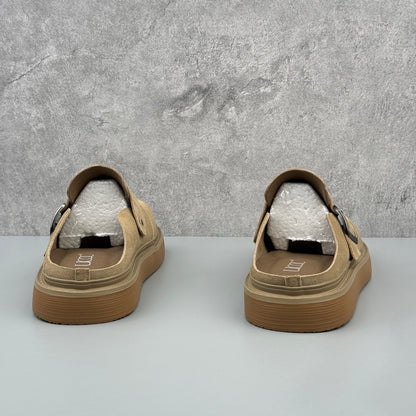 Hybriss Soft-Suede Buckled Platform Mule