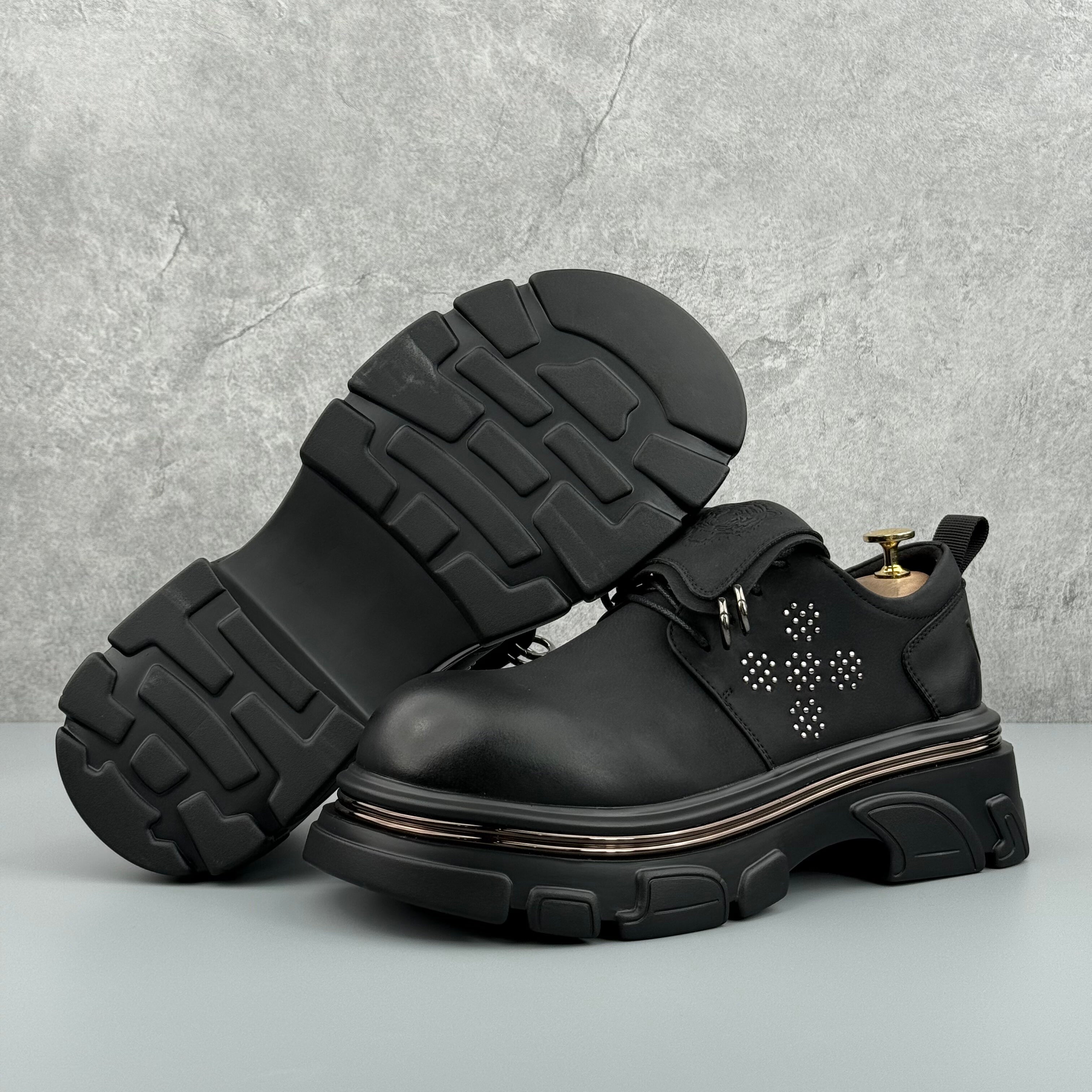 Hybriss Stitched Edge Black– Youth Casual Leather Shoes