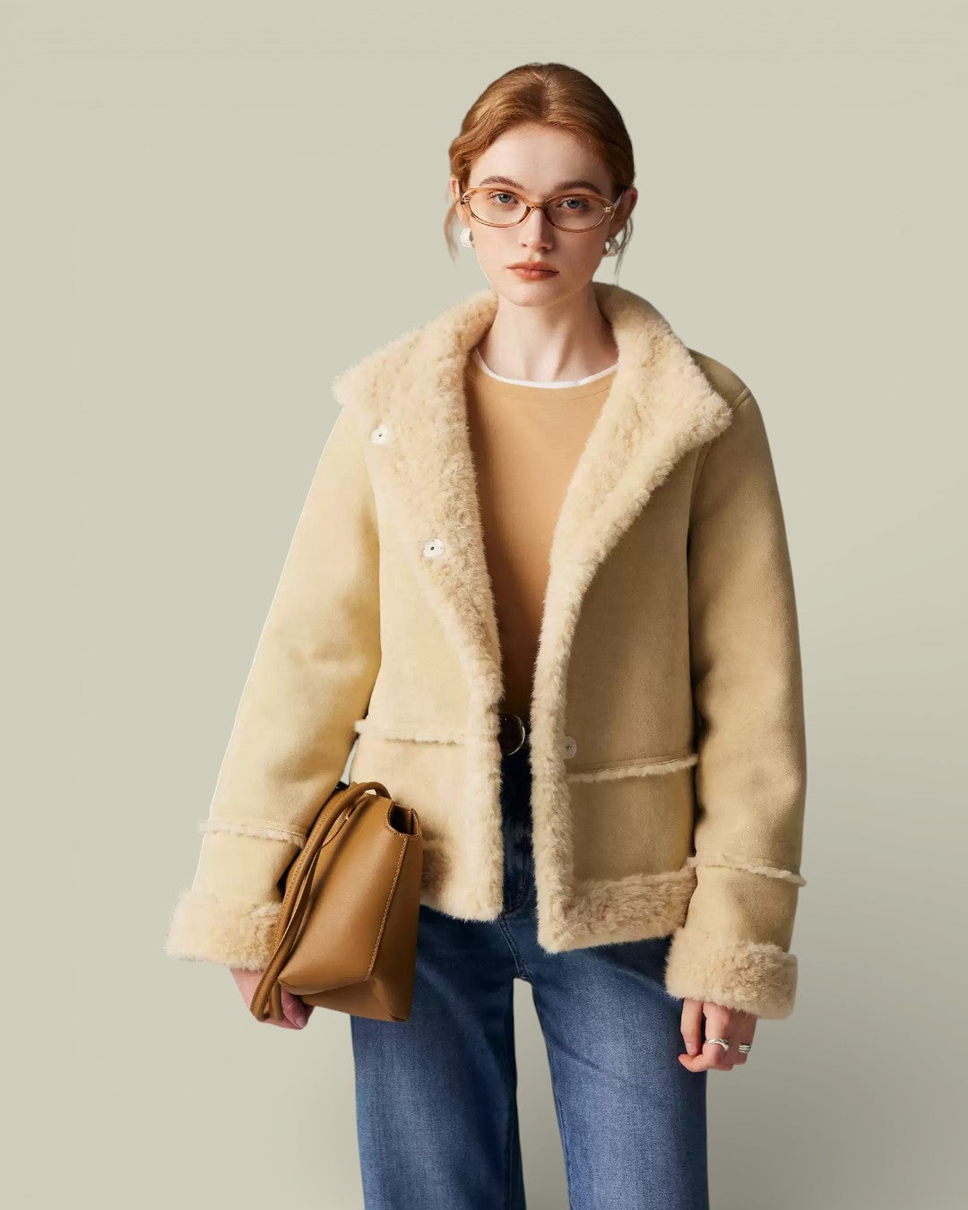 Hybriss "Solas" Buttermilk Eco-Fur Jacket