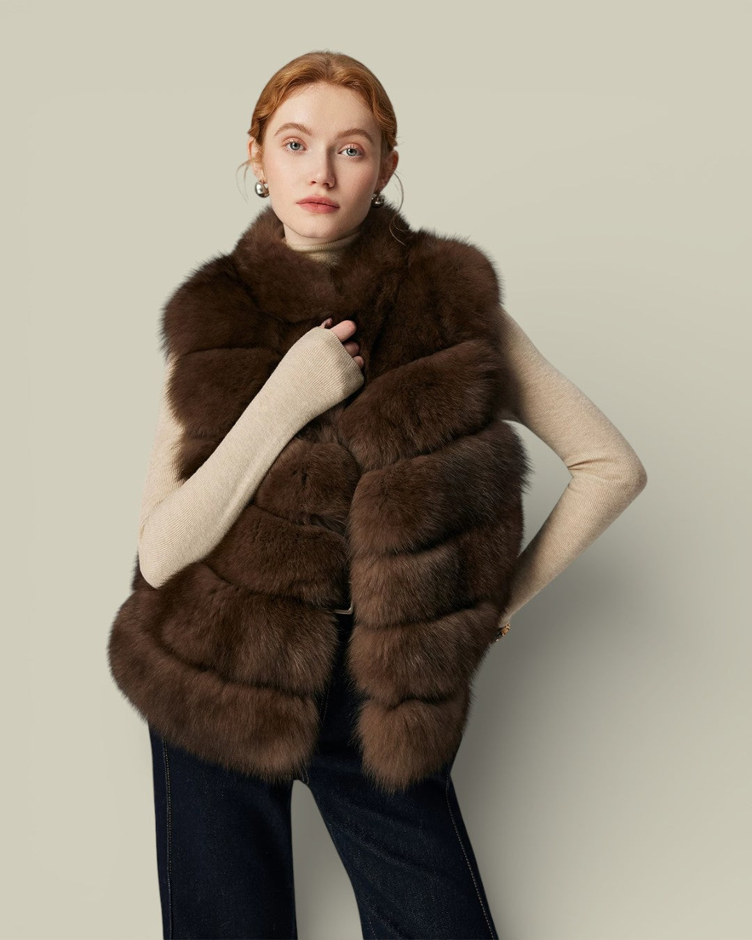 Hybriss "Gaea" Fox-Fur Statement Vest