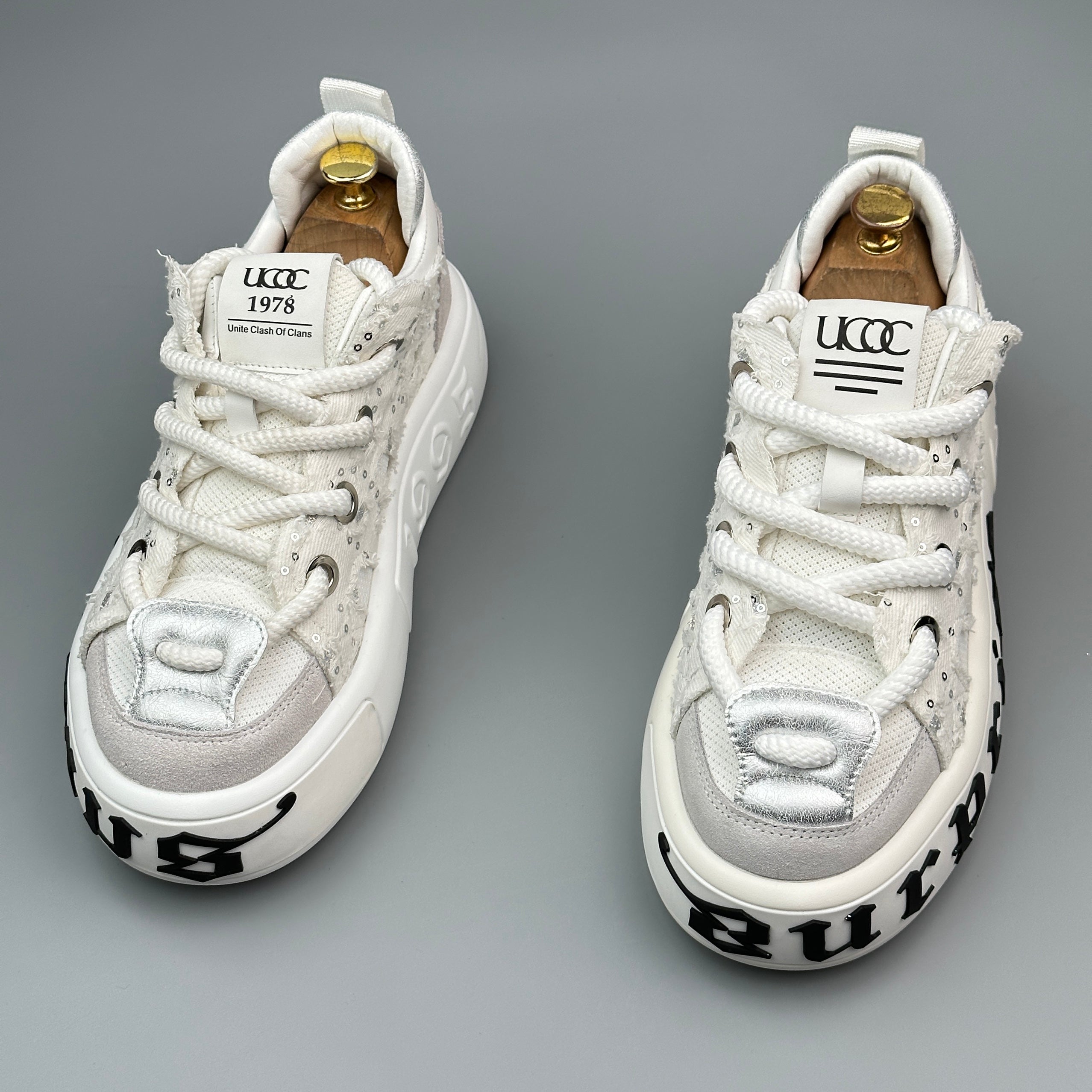 Hybriss SparkDenim White– Denim & Mikrofaserleder Sneakers