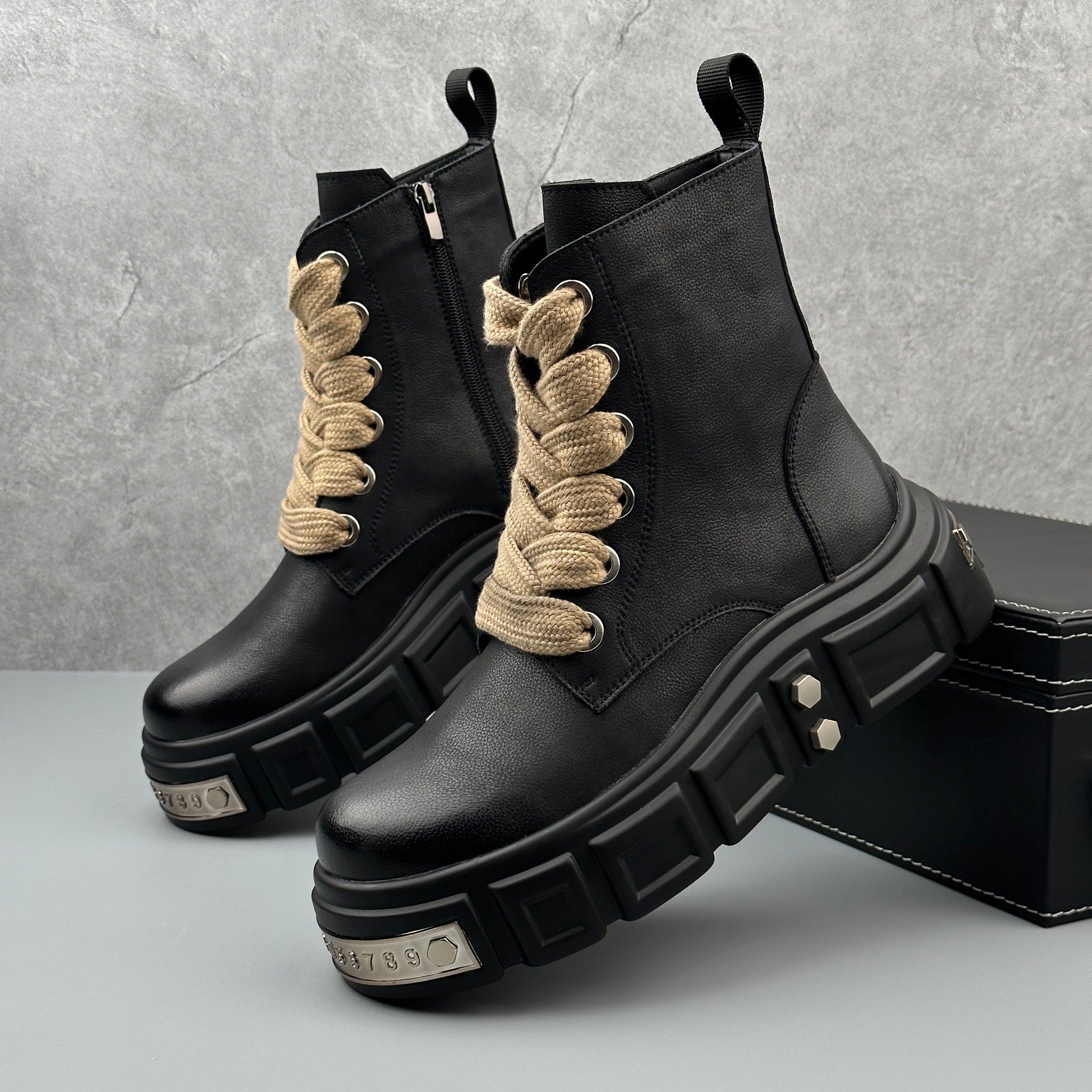 Hybriss Ironclad– Martin Boots with Rivet Detail