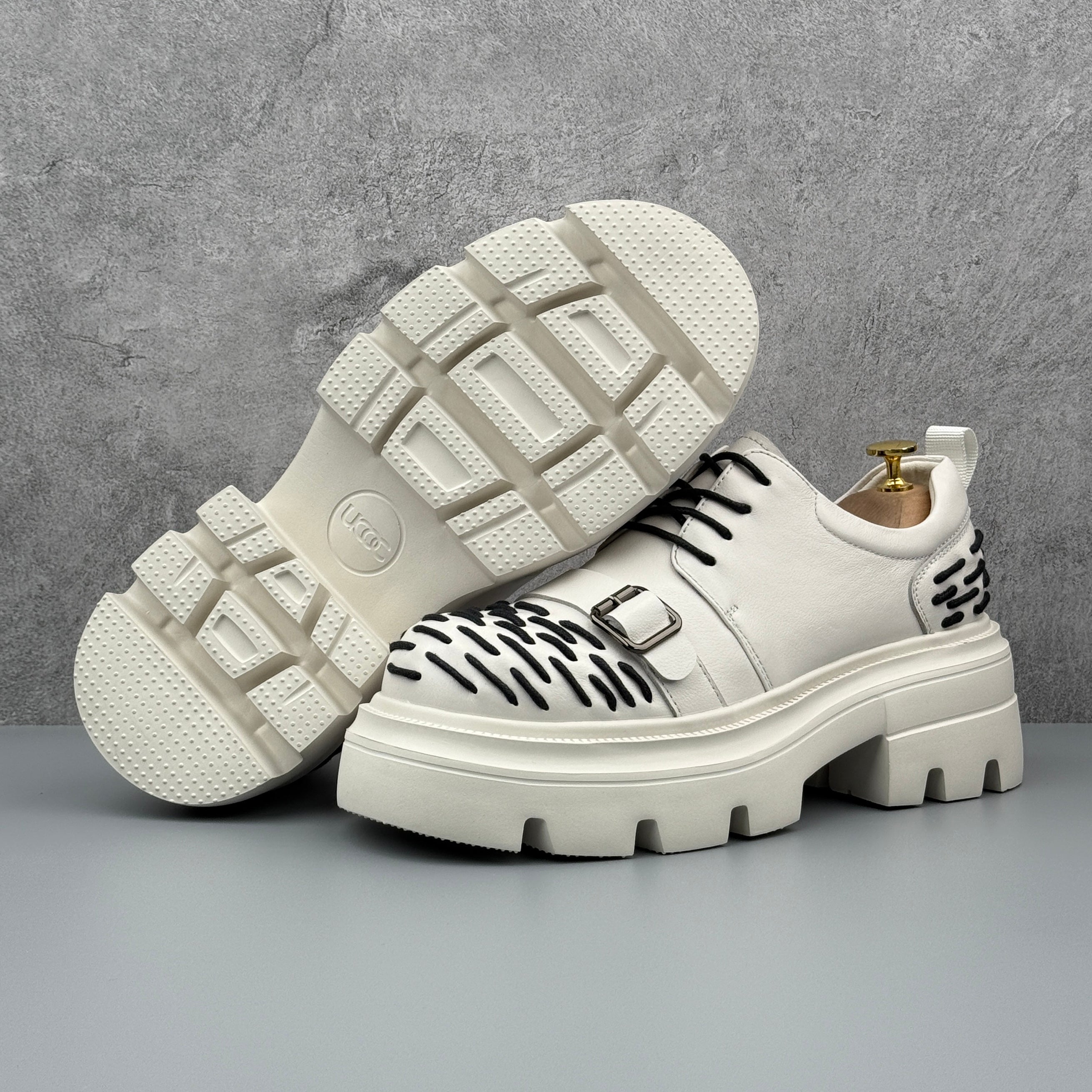 Hybriss Threadline White– Leisure Casual Leather Shoes