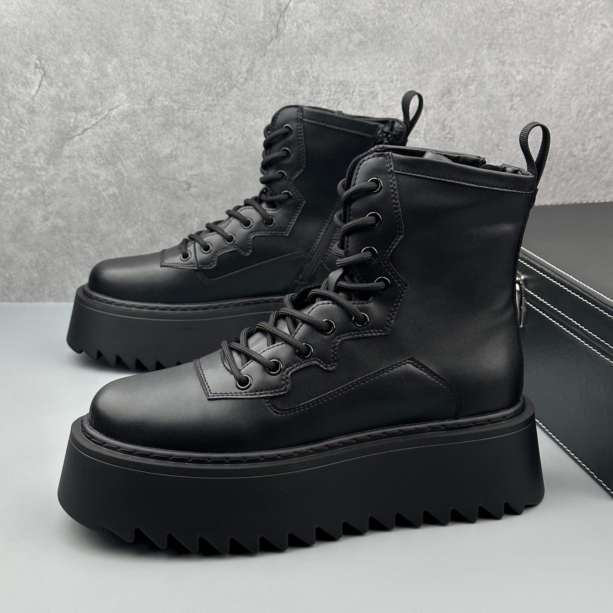 Hybriss Zenith Black– Korean Style High-Top Sneakers