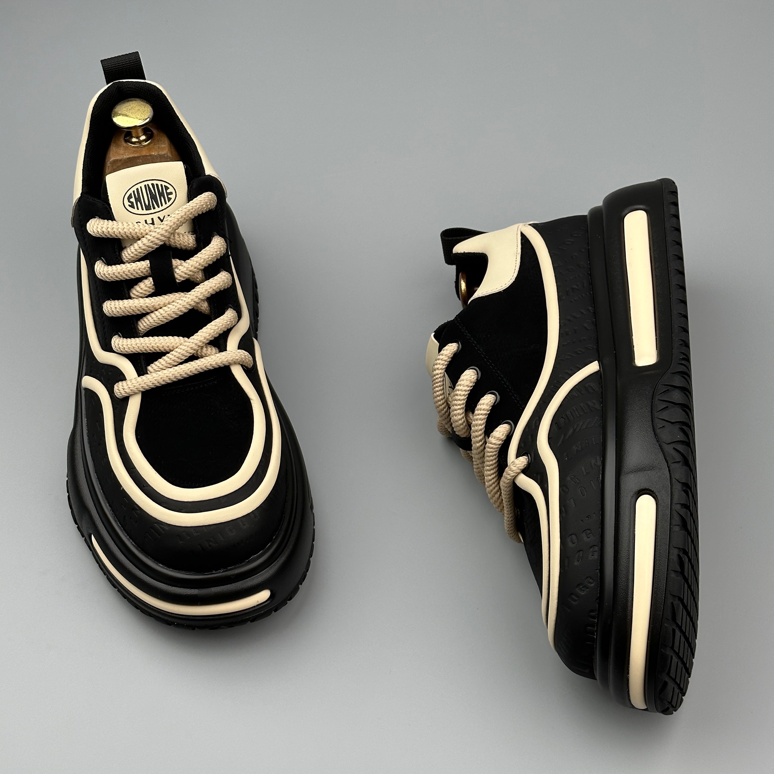 Hybriss LightTrend Black– PU & Mikrofaserleder Sneakers