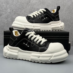 Hybriss SimpleStitch Black White– PU & Mikrofaserleder Sommer-Sneakers