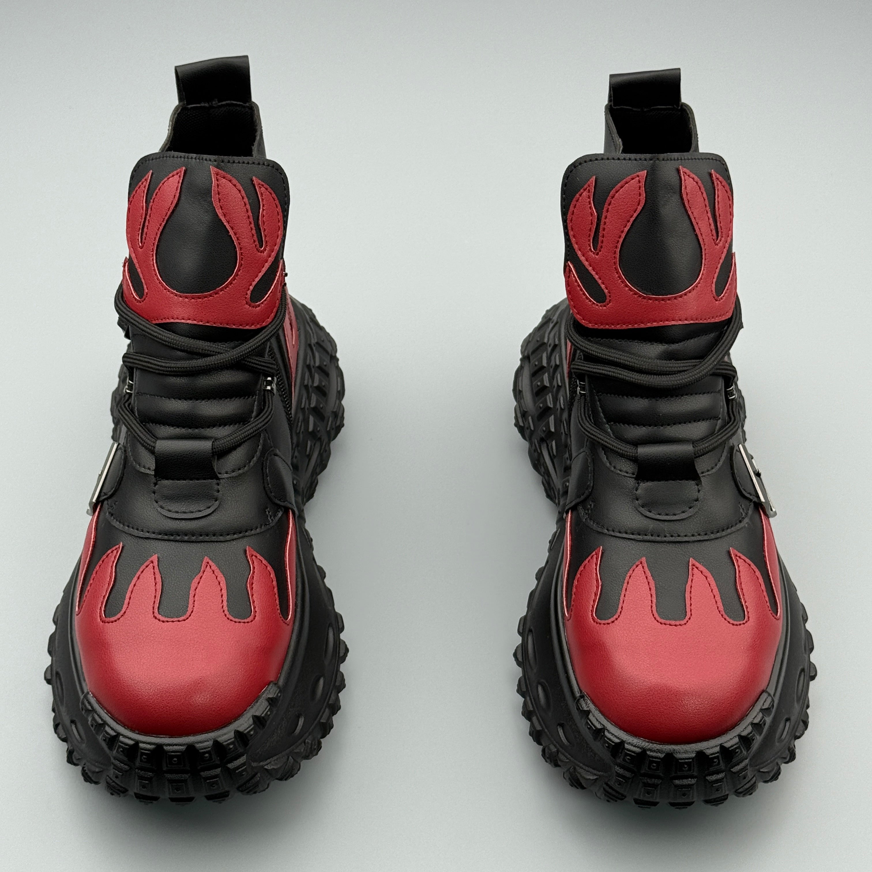 Hybriss Apex Black Red– Casual High-Top Leather Shoes