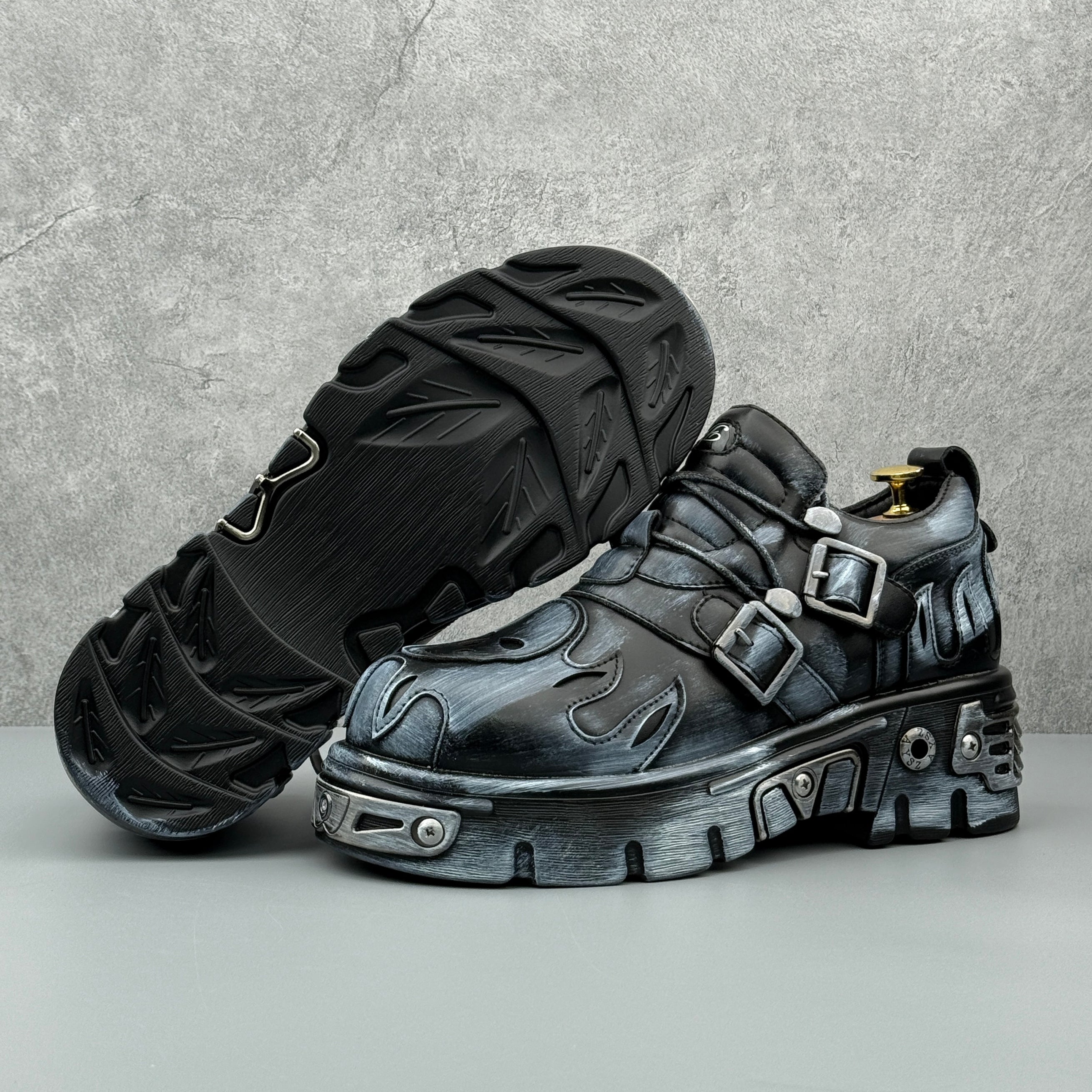 Hybriss Volt Wipe white– Punk Casual Leather Shoes