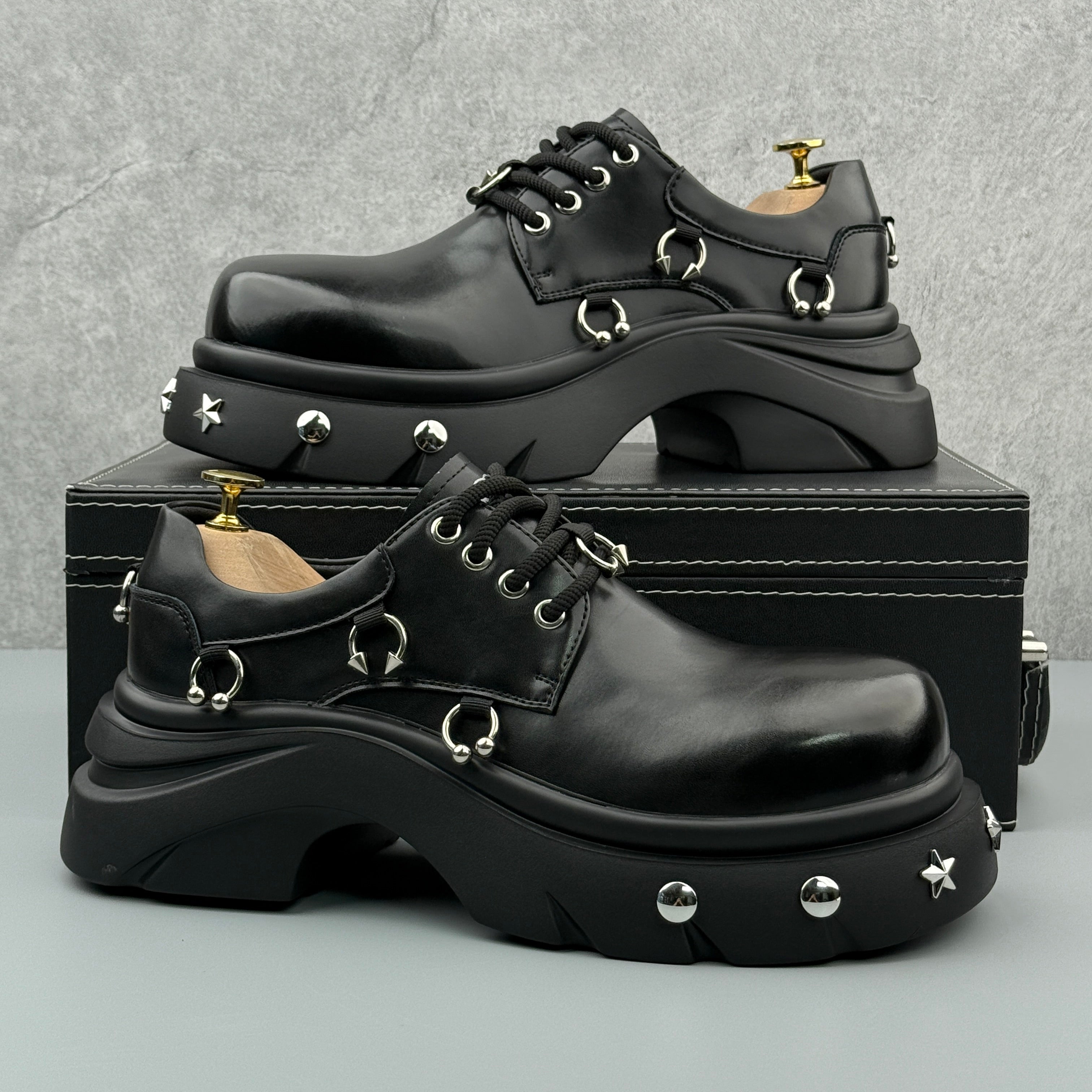Hybriss Alloy Black– Youth Casual Leather Shoes
