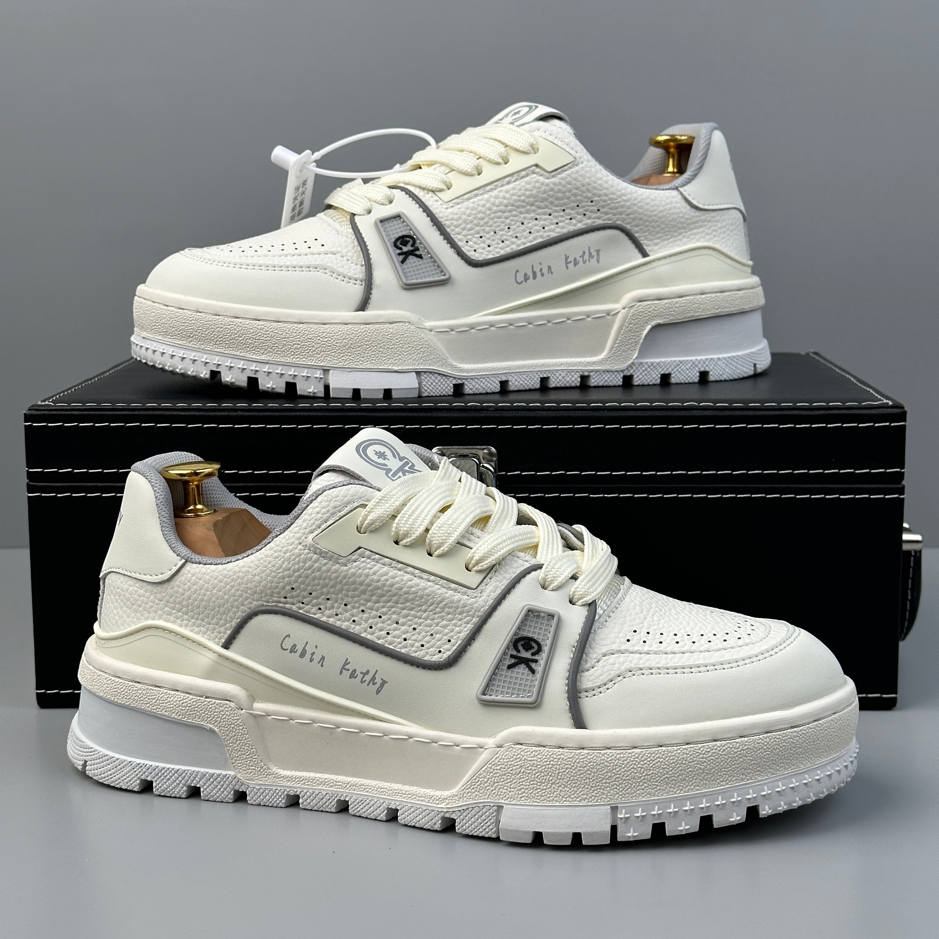 Hybriss KoreaSplice White Gray– Mikrofaserleder Sneakers