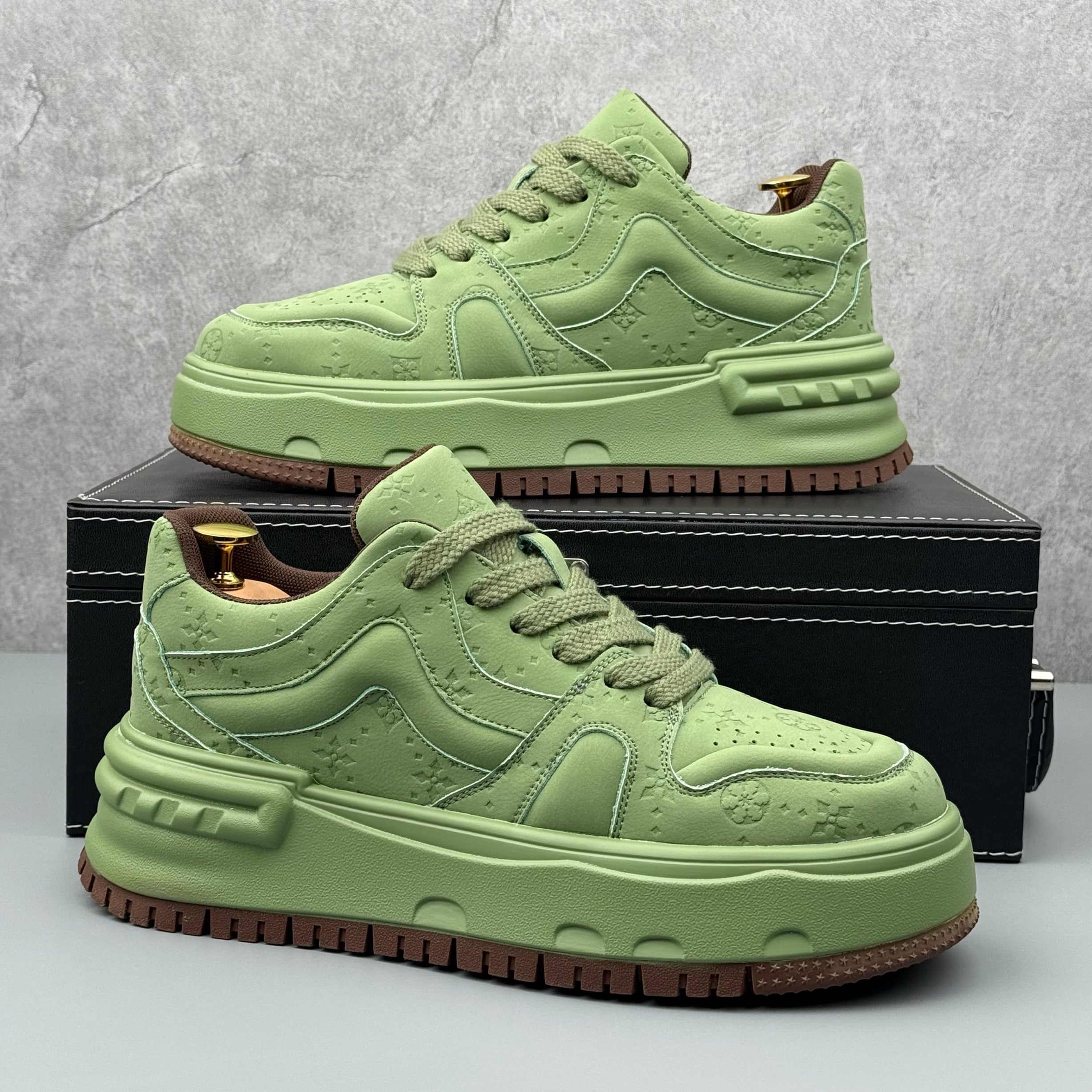 Hybriss CarveLine Green– Mikrofaserleder Sneakers