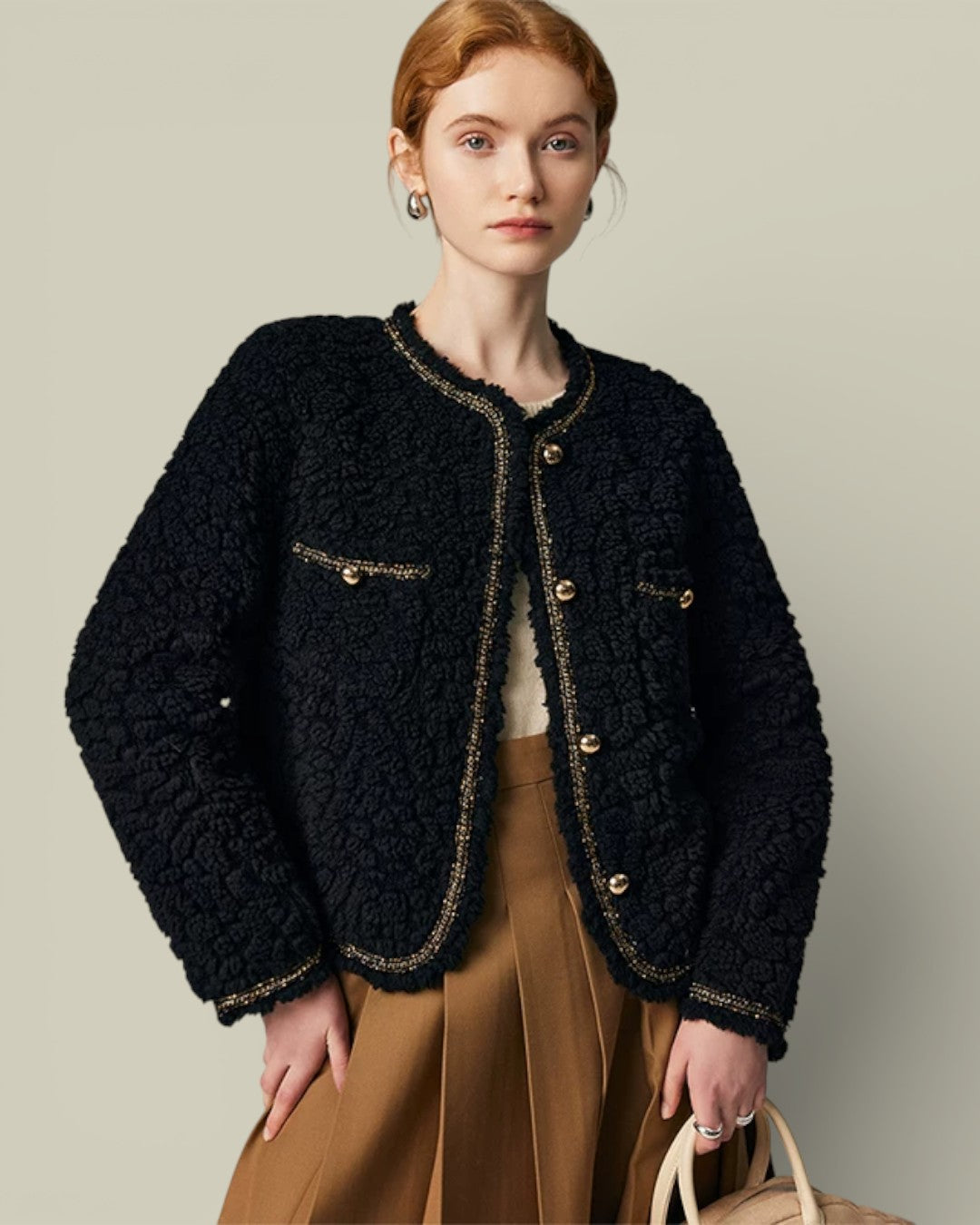 Hybriss "Noire" Textured Wool Parisian Jacket