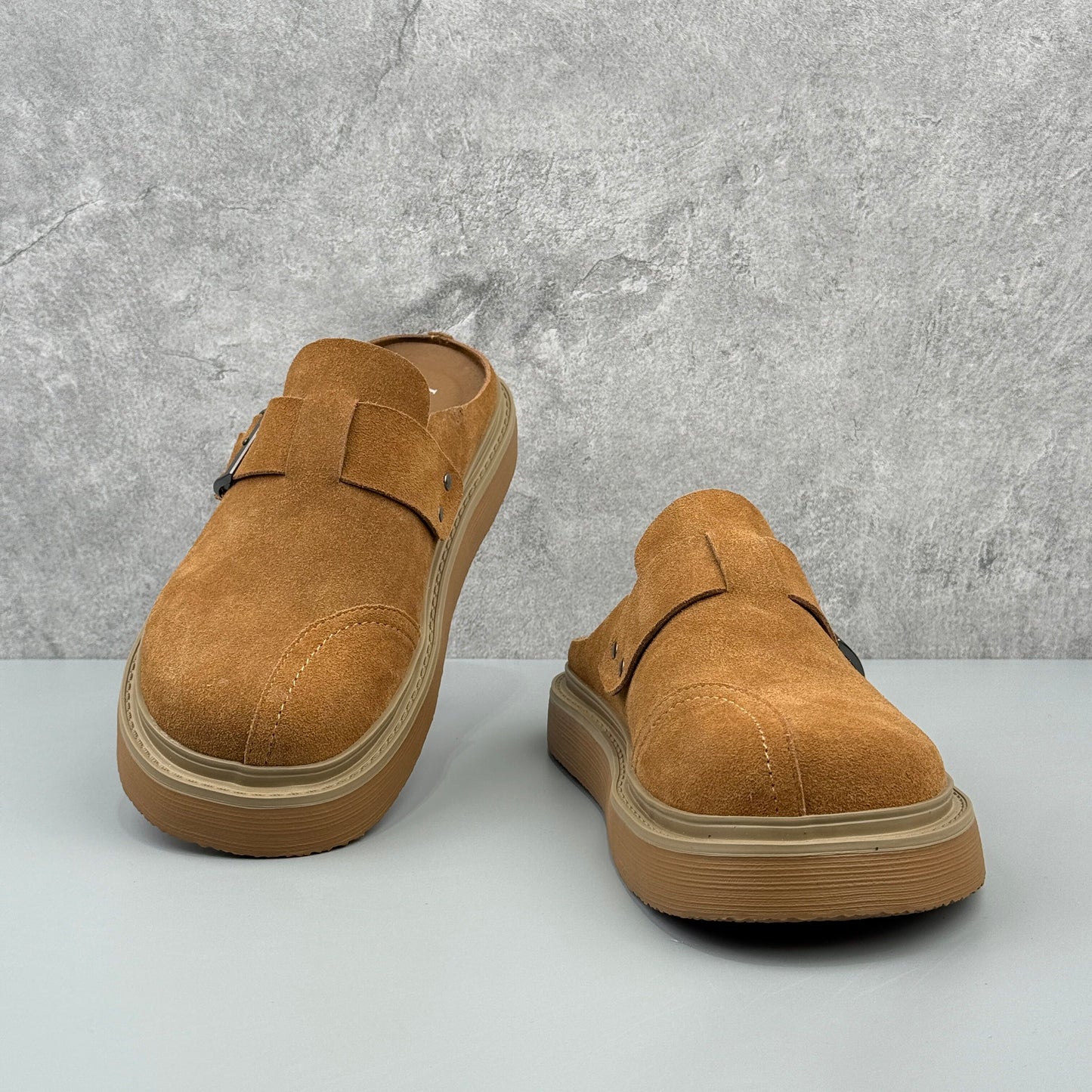 Hybriss Soft-Suede Buckled Platform Mule