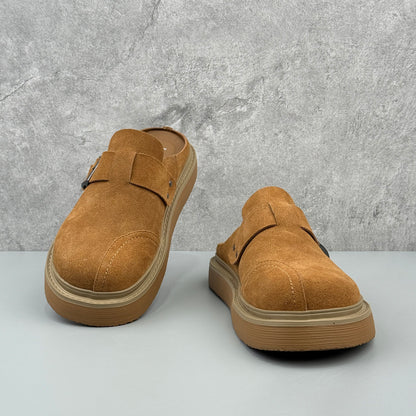 Hybriss Soft-Suede Buckled Platform Mule