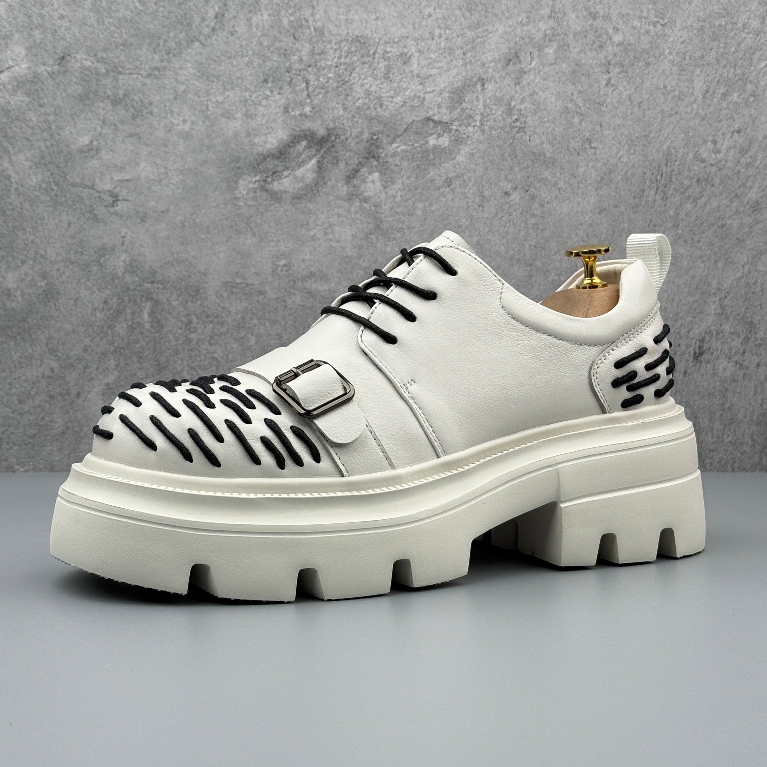 Hybriss Threadline White– Leisure Casual Leather Shoes