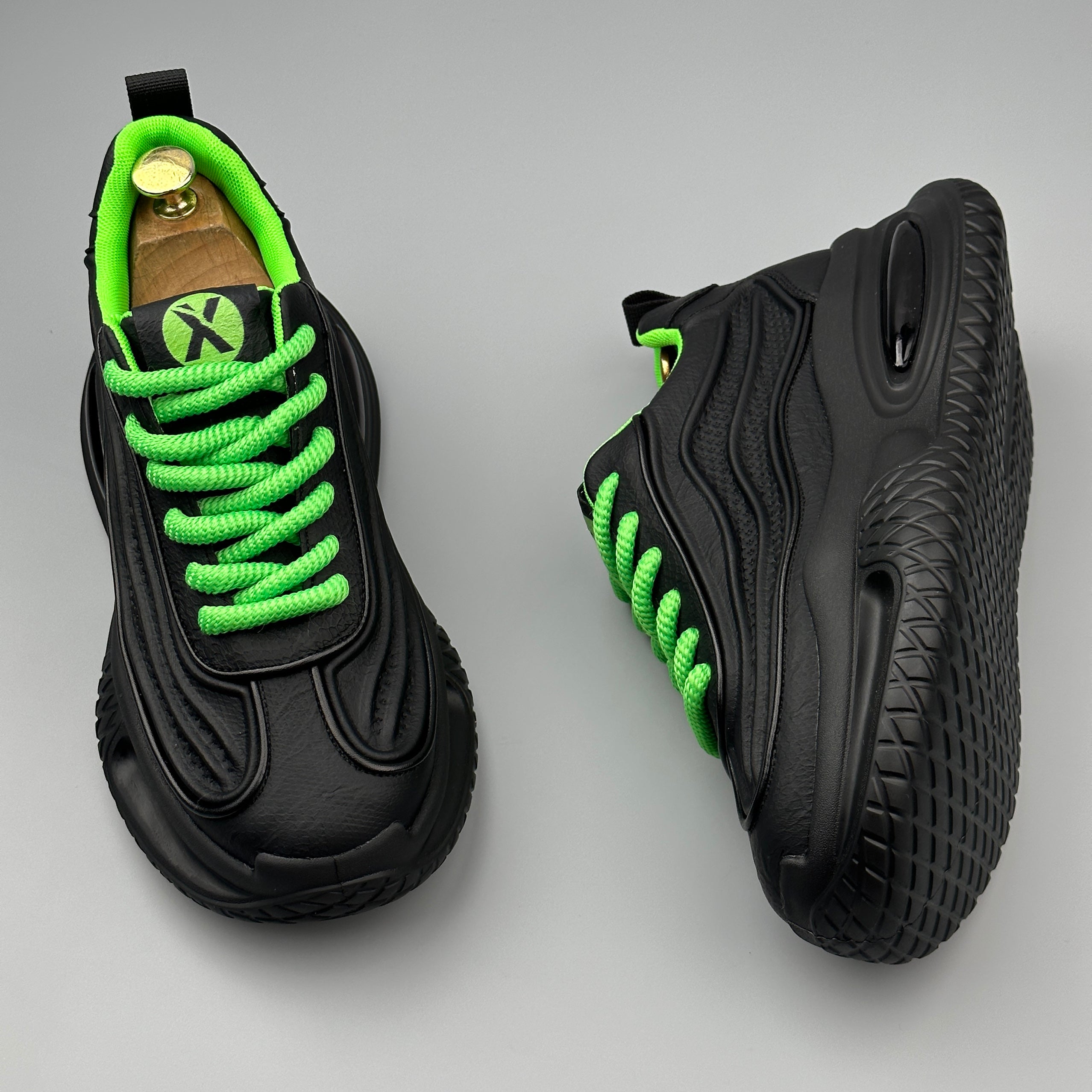 Hybriss PUCore Black Green– Youth Dad Shoes