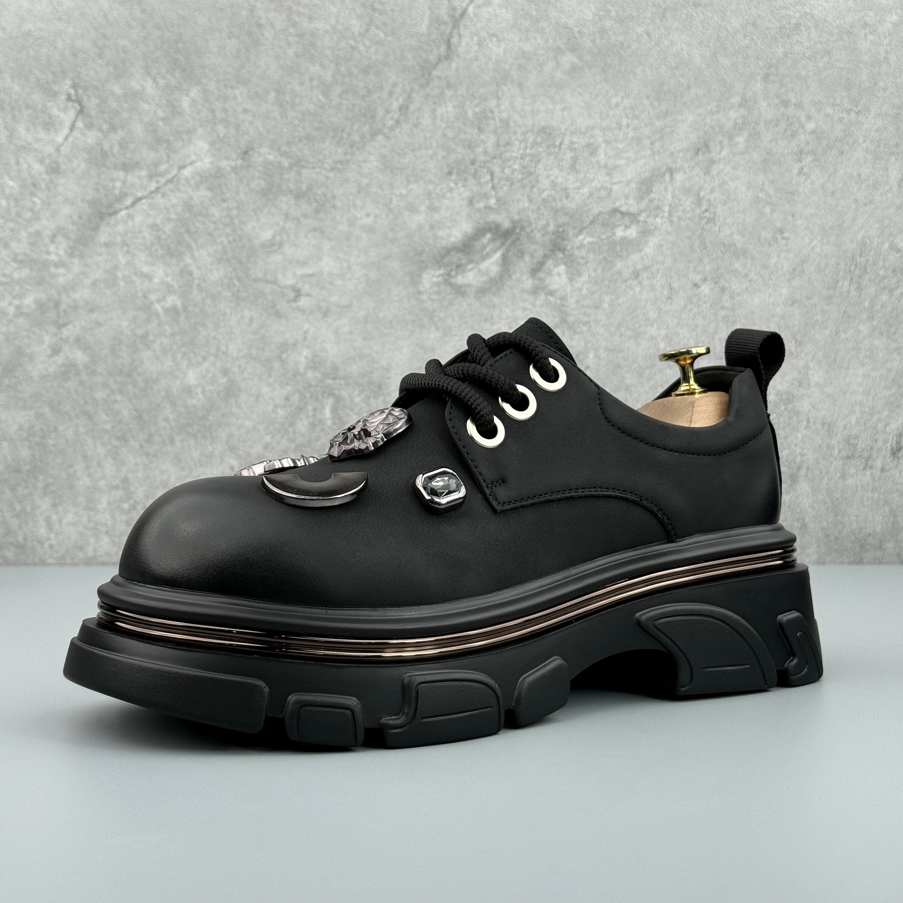 Hybriss Aegis Black– Youth Casual Leather Shoes