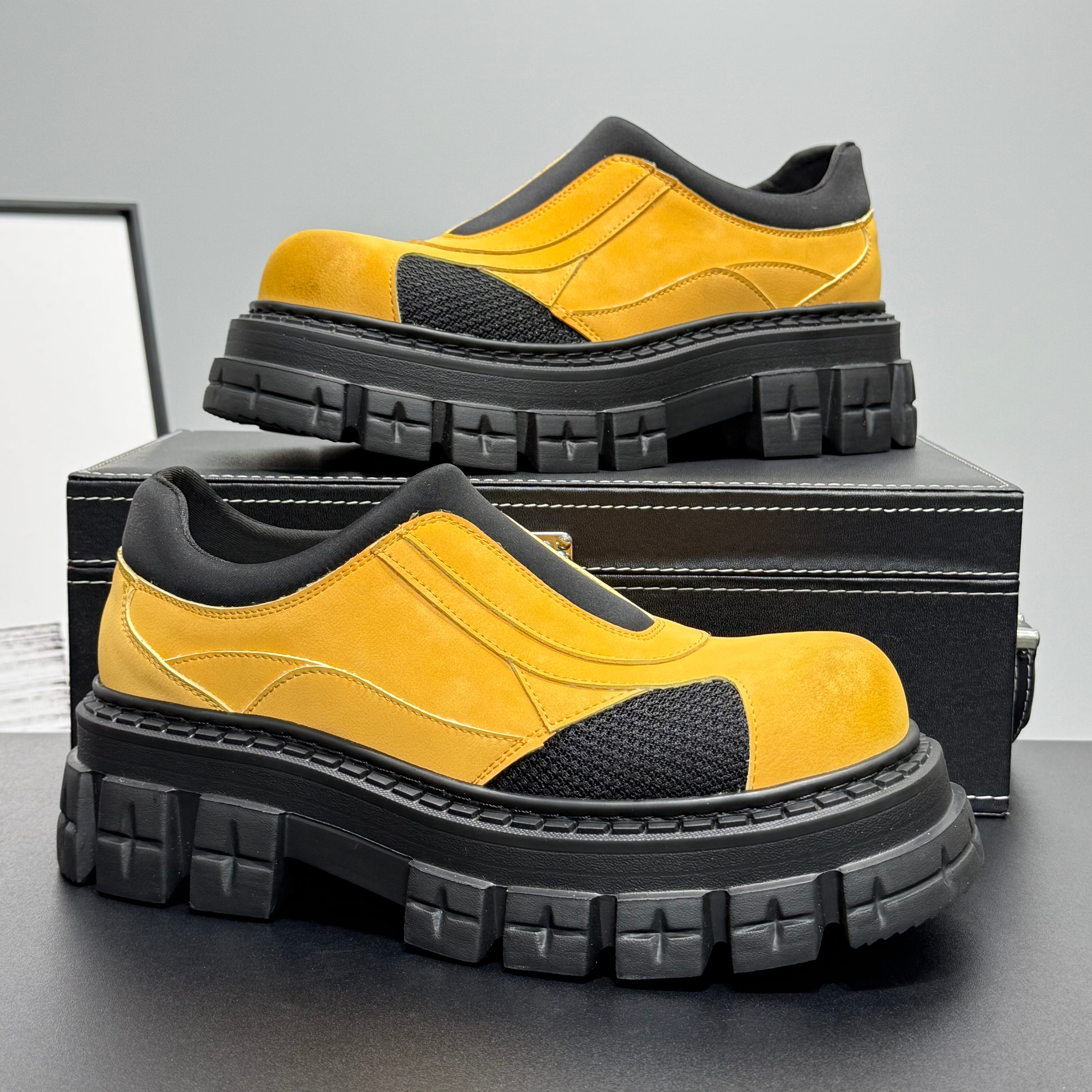 Hybriss Vertex Yellow – Youth Casual Leather Shoes