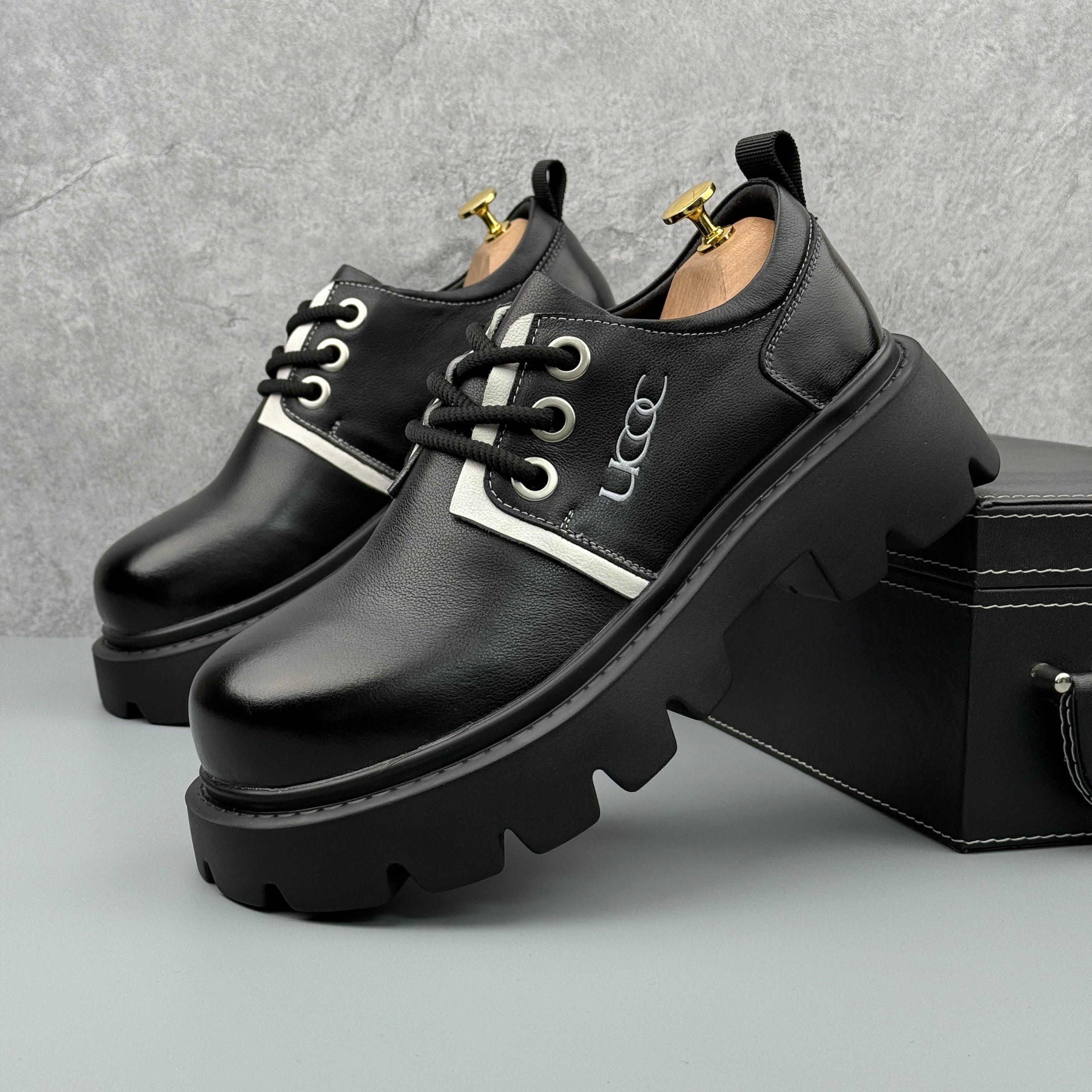 Hybriss Elevare Black– Leisure Casual Leather Shoes