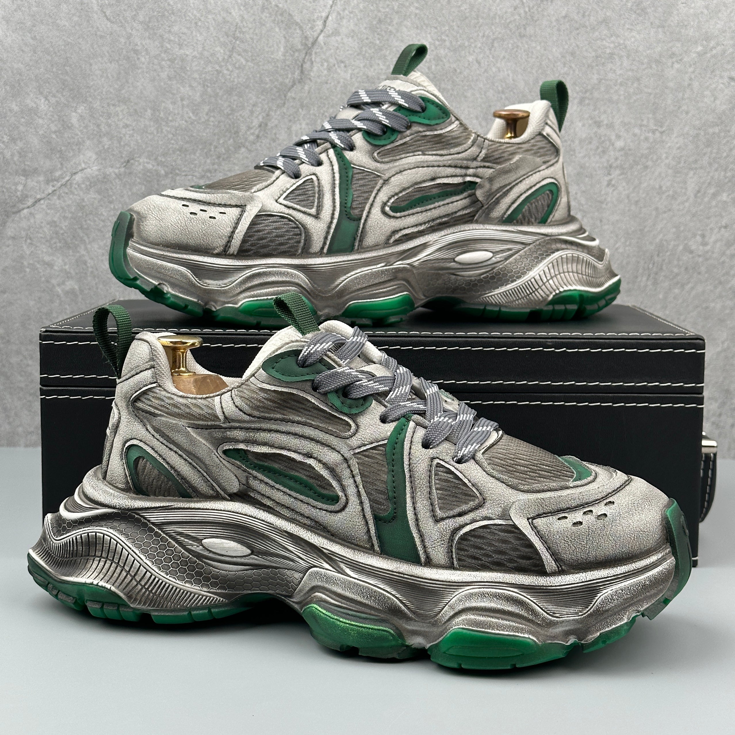 Hybriss RetroBreathe Green– Youth Retro Dad Shoes