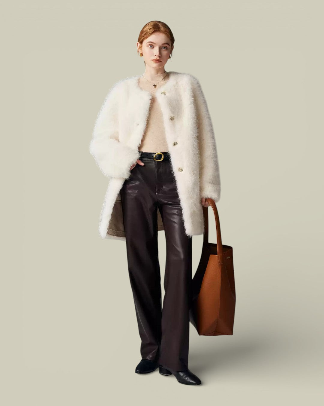 Hybriss "Seraphina" Sculptural Mid-Length Coat