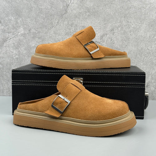 Hybriss Soft-Suede Buckled Platform Mule
