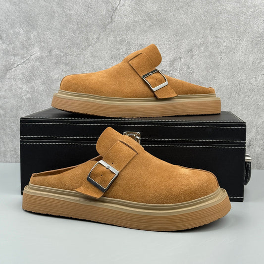 Hybriss Soft-Suede Buckled Platform Mule