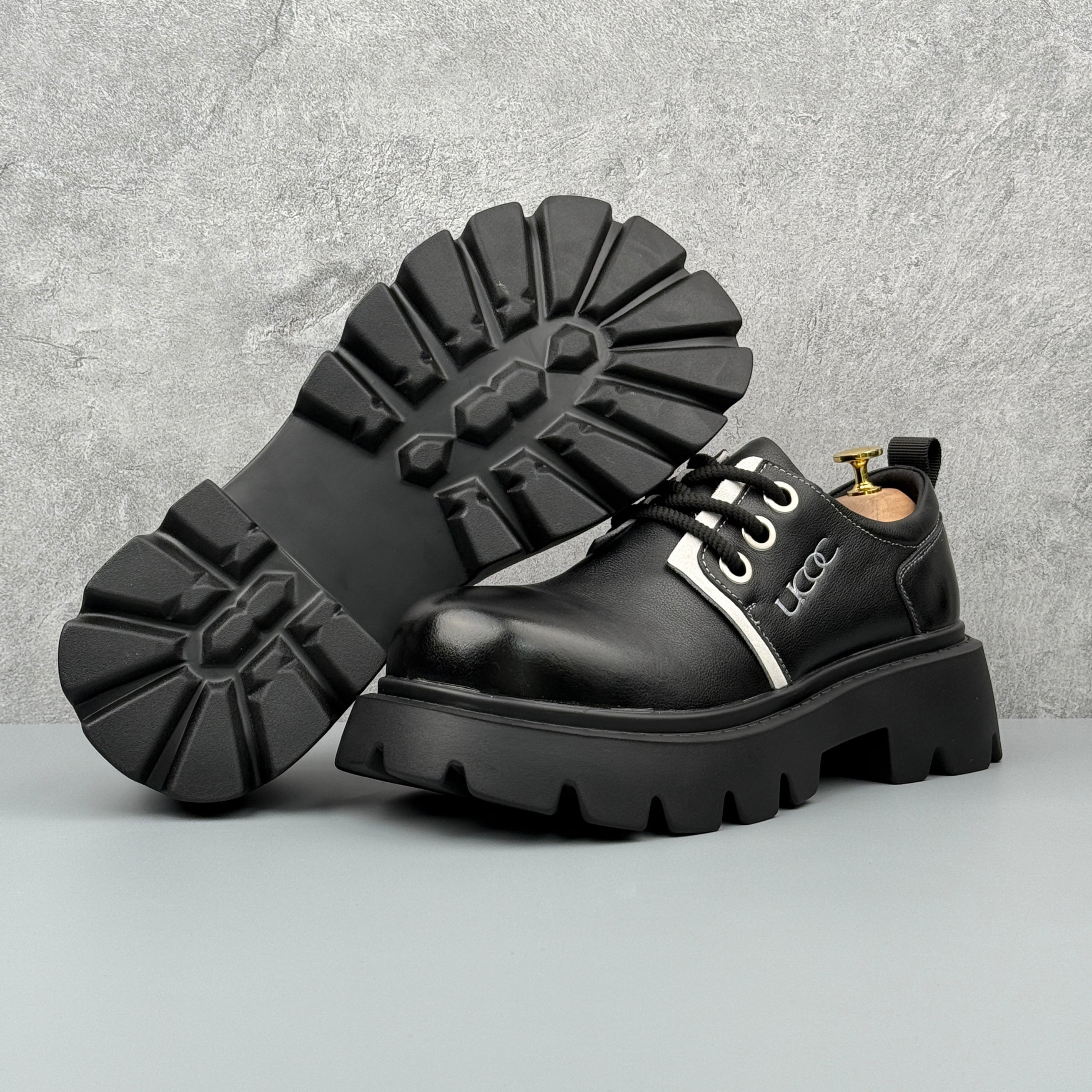 Hybriss Elevare Black– Leisure Casual Leather Shoes