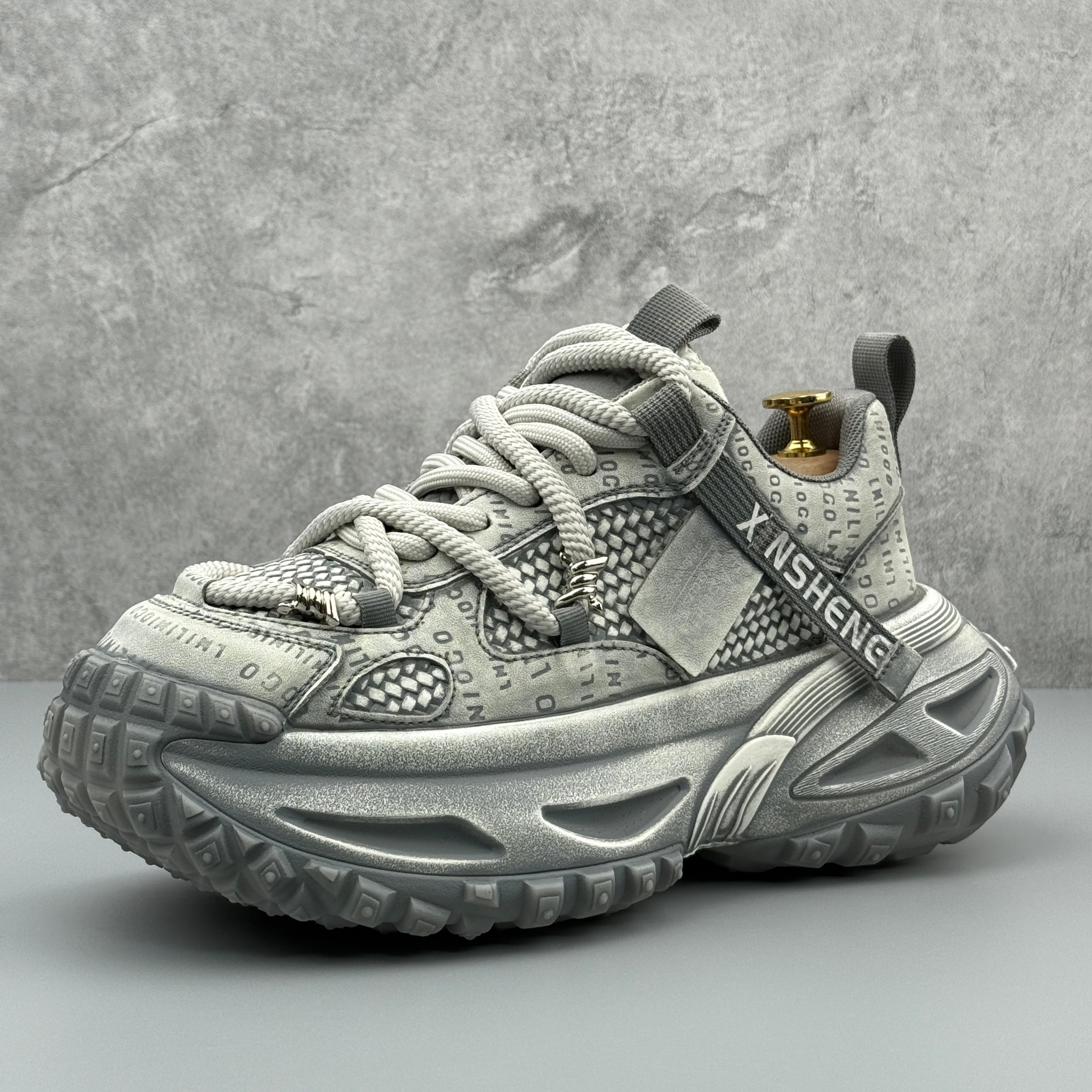 Hybriss StitchFlex White Gray– Men’s Casual Dad Shoes