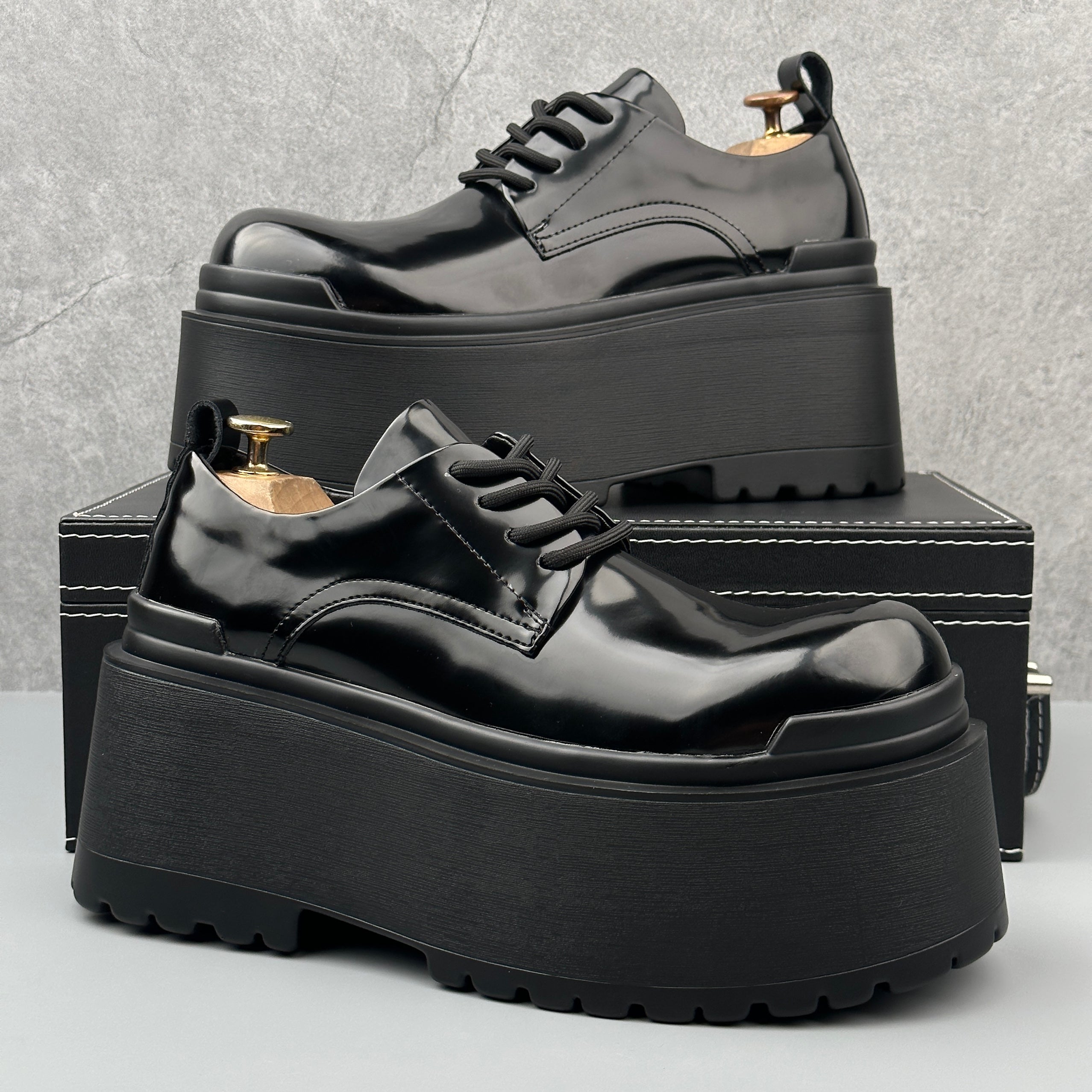 Hybriss Elevate Noir Black– Youth Casual Leather Shoes