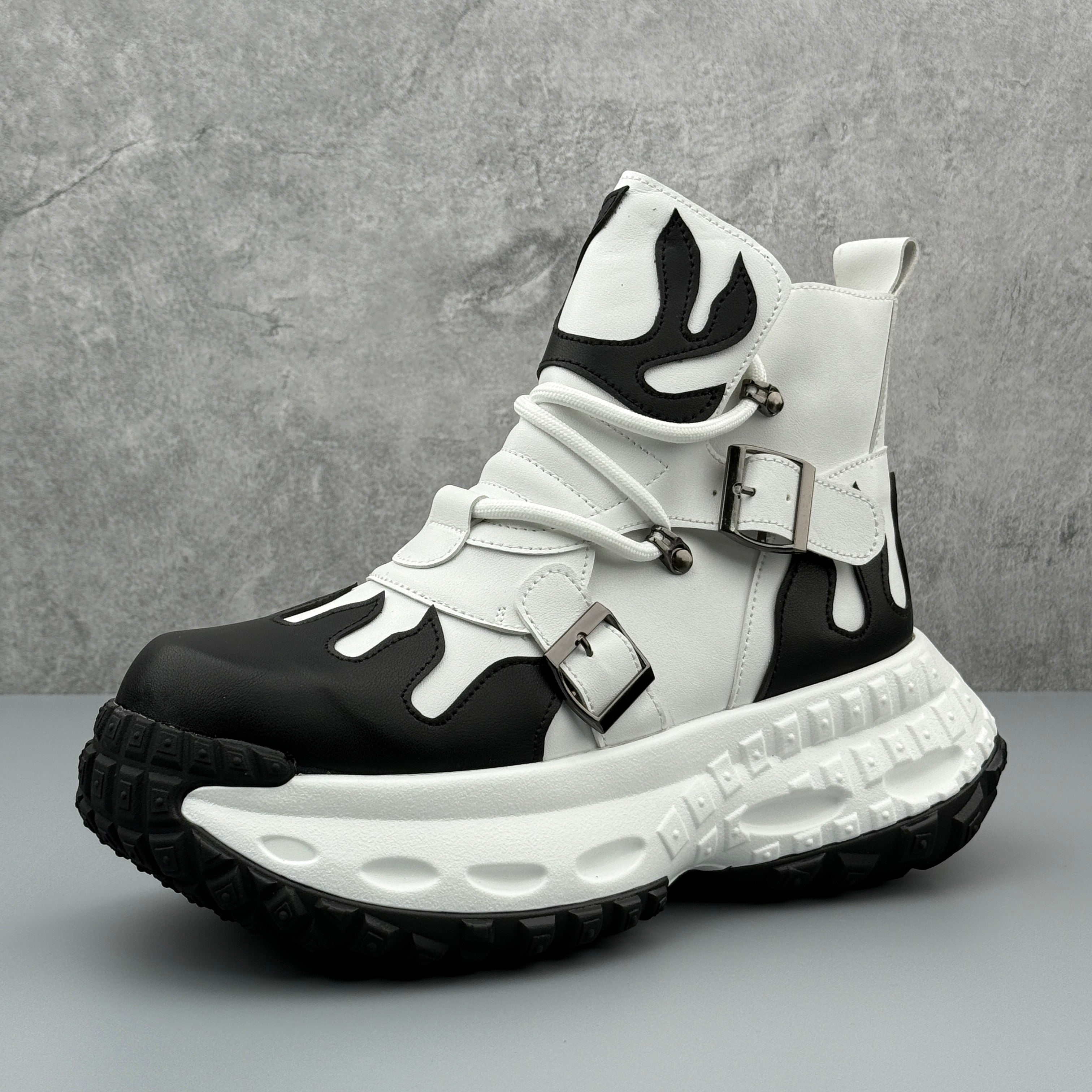 Hybriss Apex Black White– Casual High-Top Leather Shoes