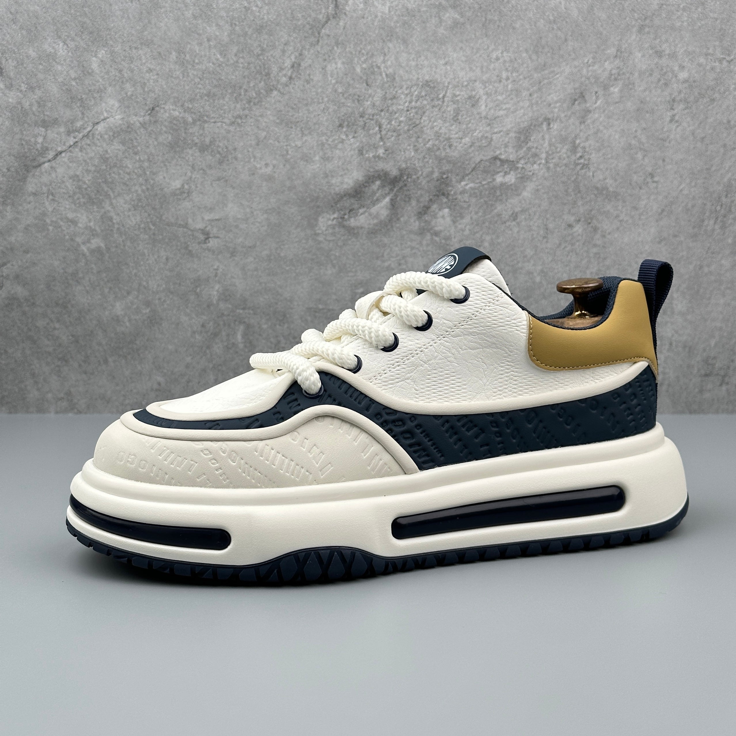 Hybriss LightTrend White Blue– PU & Mikrofaserleder Sneakers