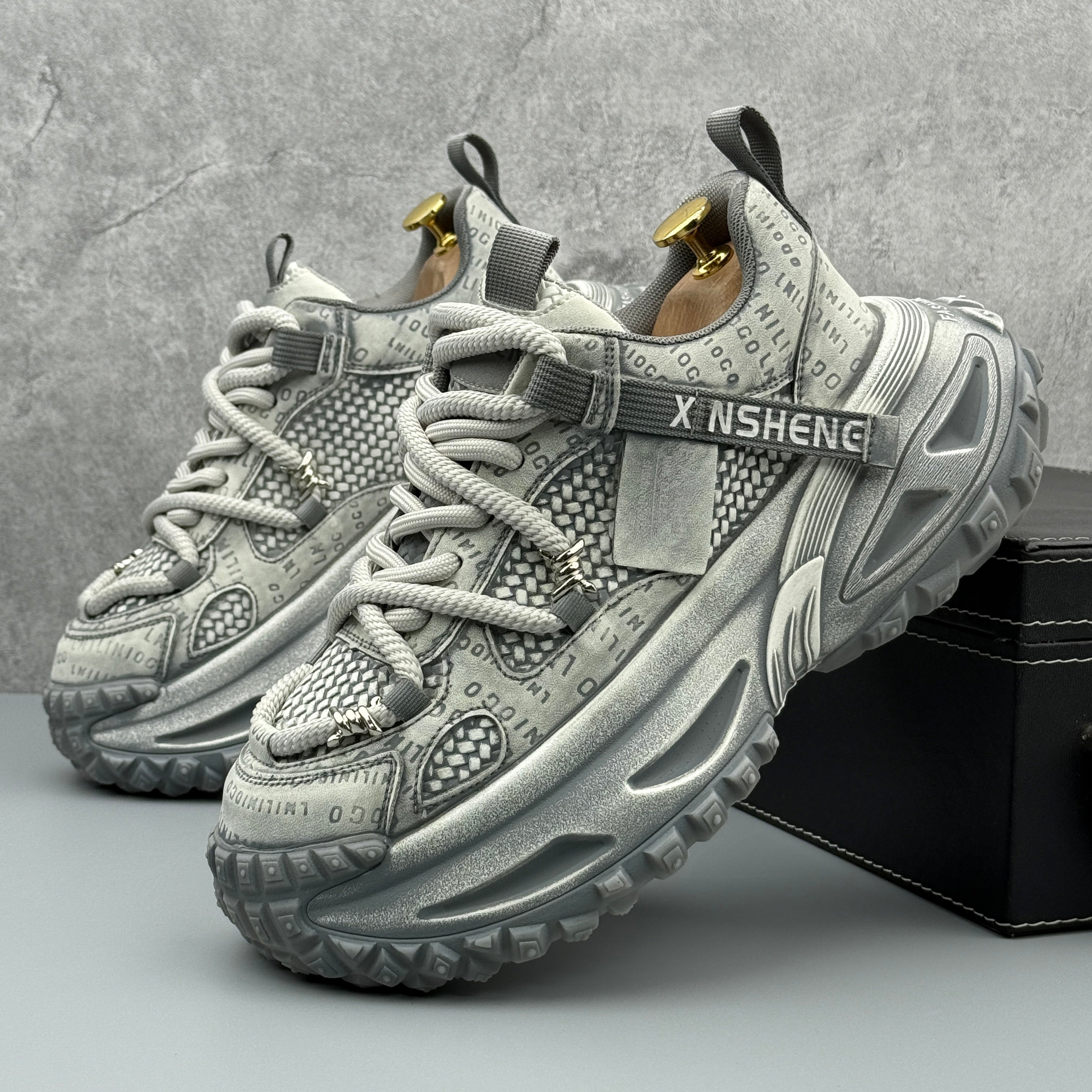 Hybriss StitchFlex White Gray– Men’s Casual Dad Shoes